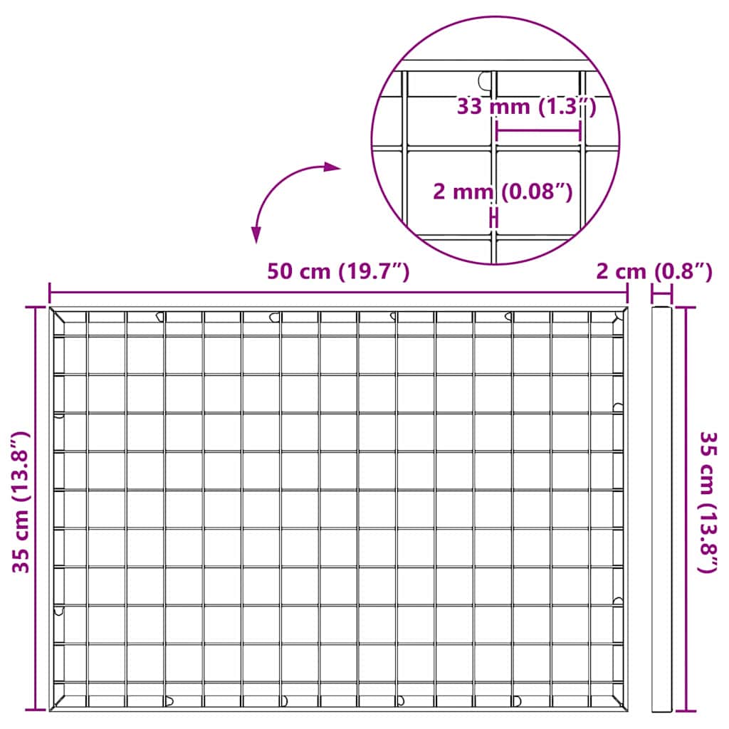 Ritilä Hopea 50 X 35 X 2 Cm Kuuma-Dipatut Galvanisoitu Teräs