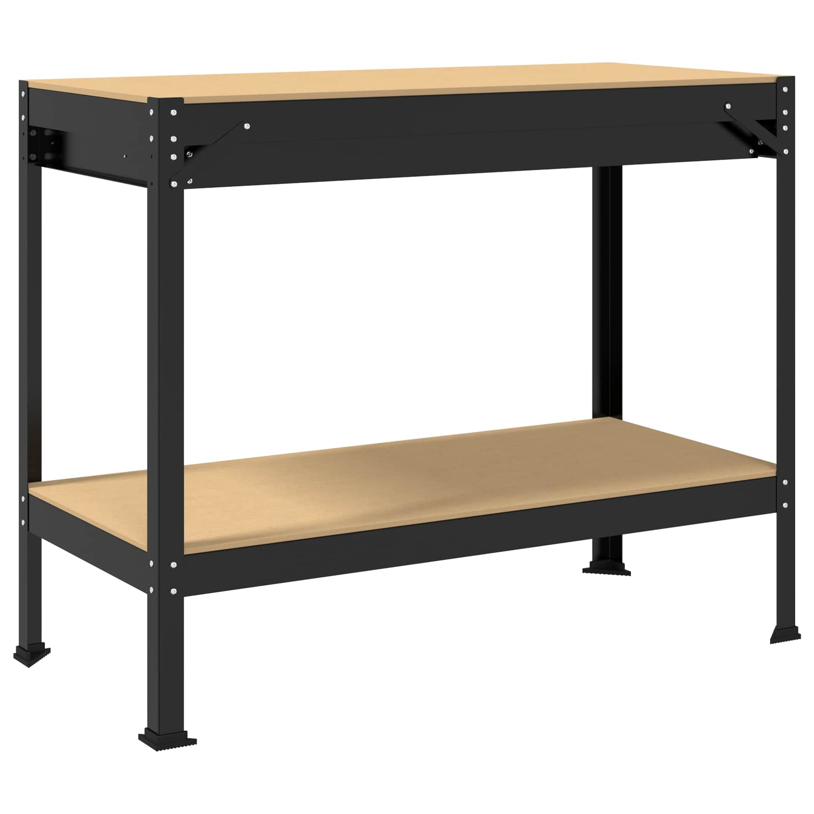 Työpöytä Musta 114 X 54 X 91 Cm Merkityltään Puu Ja Metalli