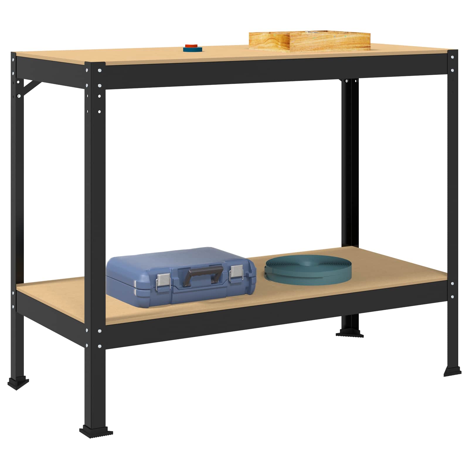 Työpöytä Musta 115 X 55 X 91 Cm Merkityltään Puu Ja Metalli