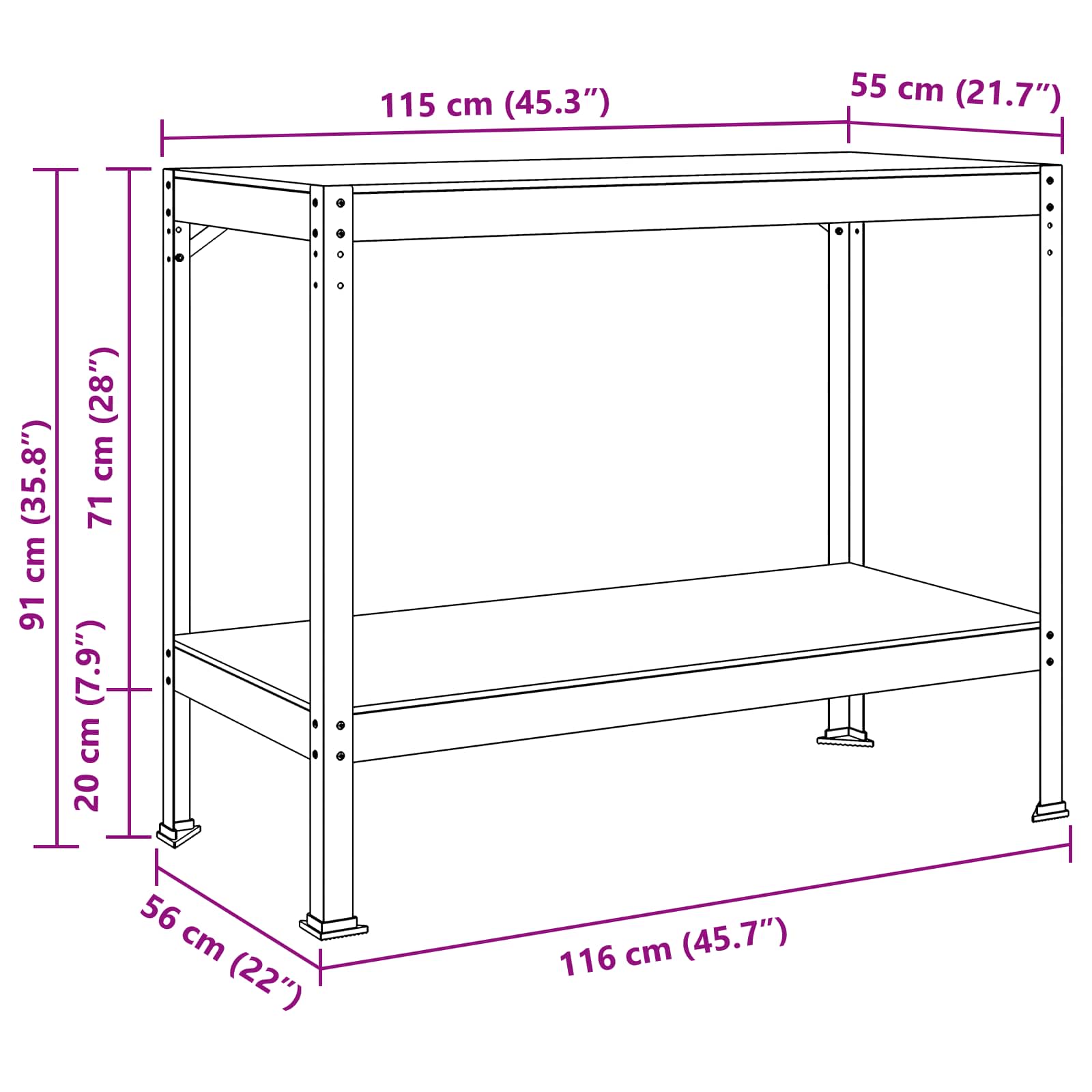 Työpöytä Musta 115 X 55 X 91 Cm Merkityltään Puu Ja Metalli