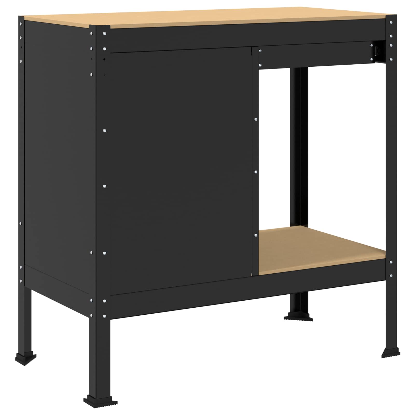 Työpöytä Musta 90 X 49 X 91 Cm Merkityltään Puu Ja Metalli