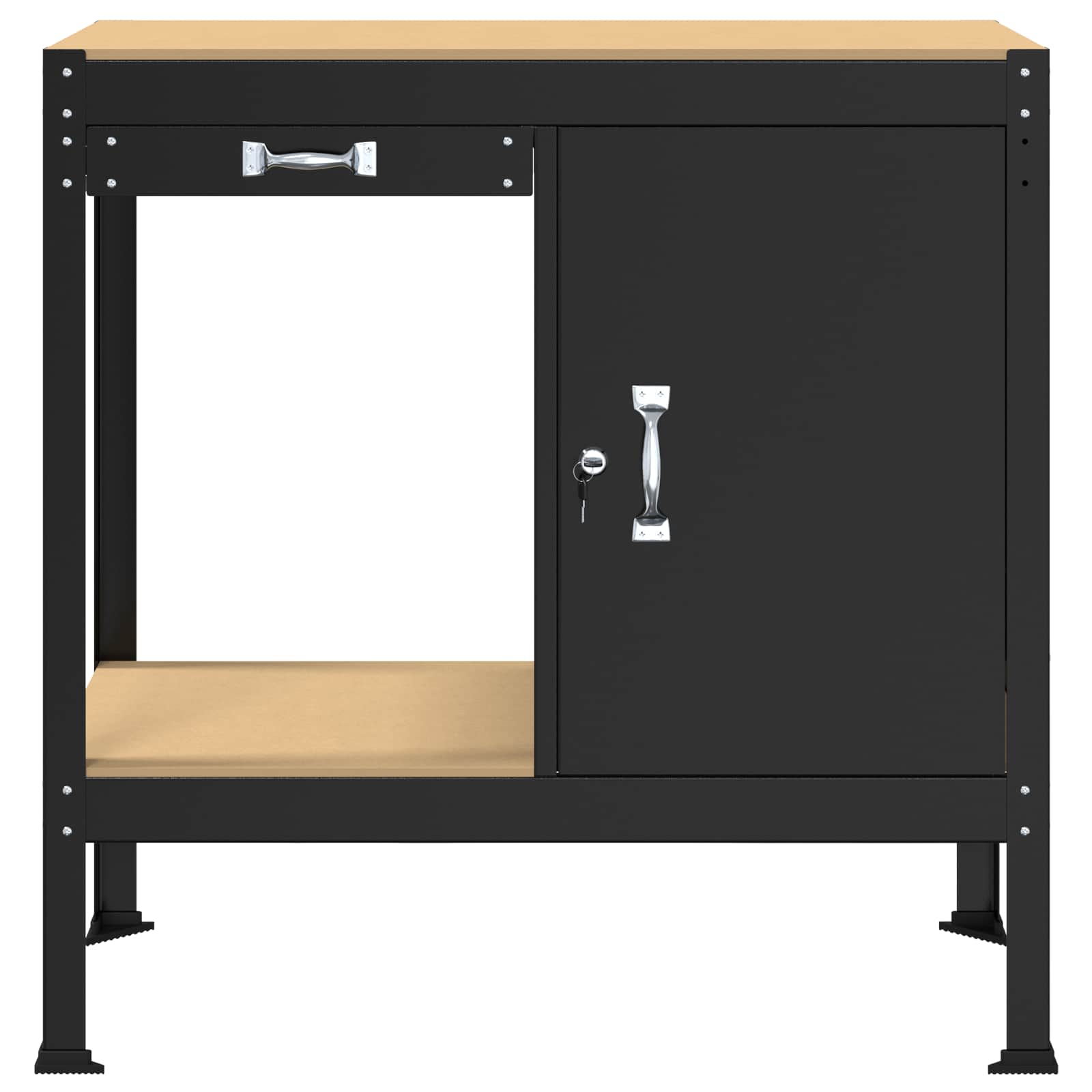 Työpöytä Musta 90 X 49 X 91 Cm Merkityltään Puu Ja Metalli