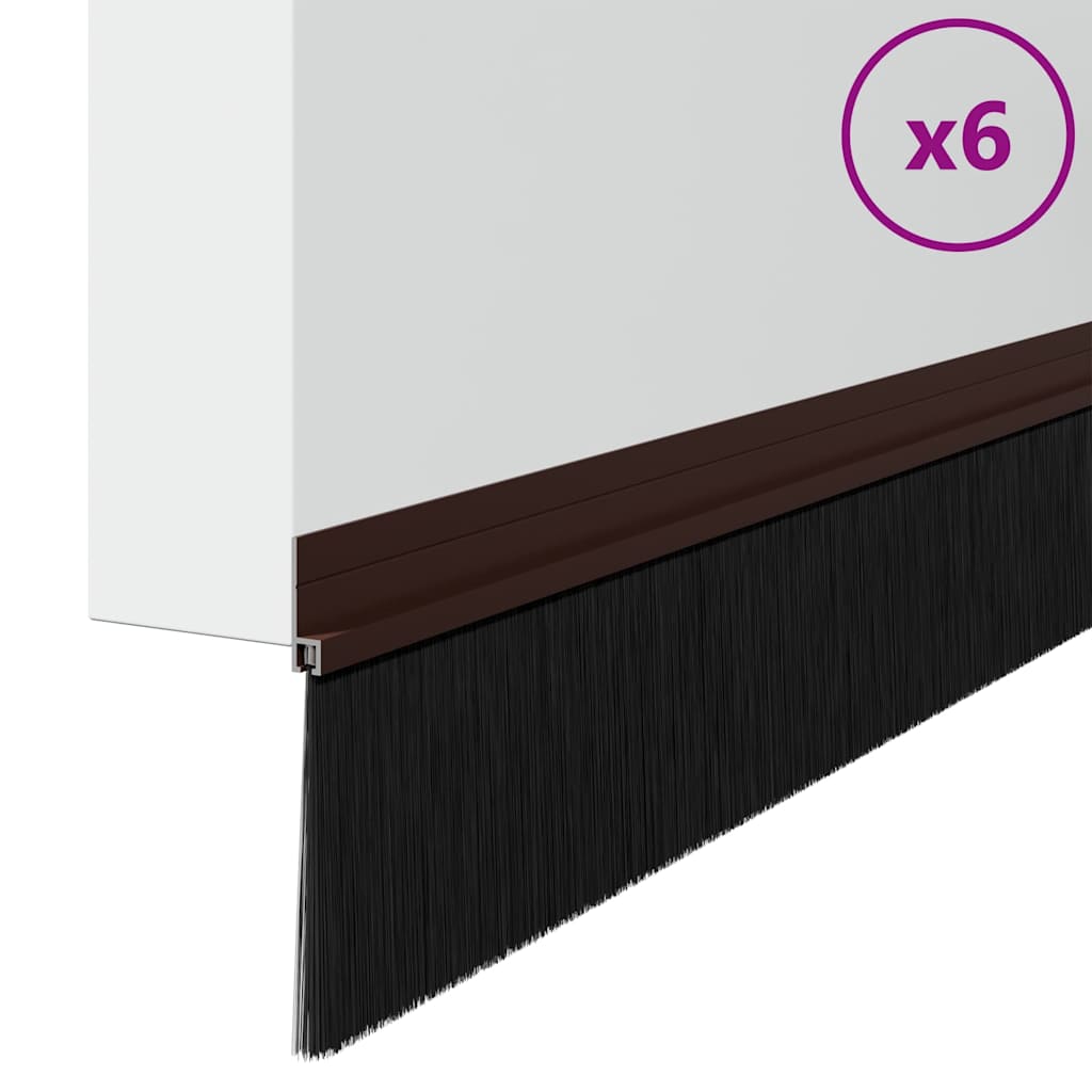 Itsekiinnittyvät Oven Harjatiivisteet 6 Pcs Ruskea 100 Cm