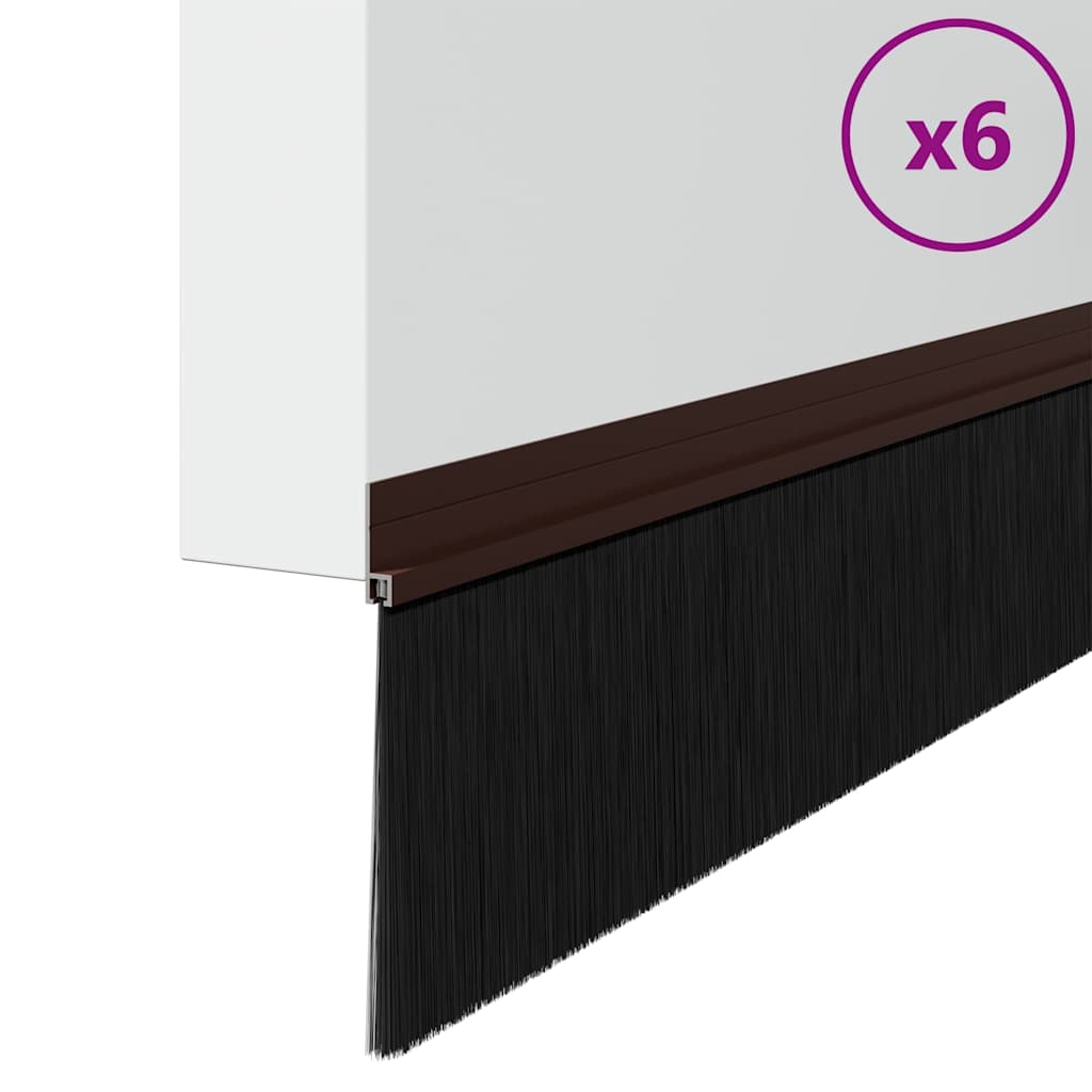 Itsekiinnittyvät Oven Harjatiivisteet 6 Pcs Ruskea 100 Cm