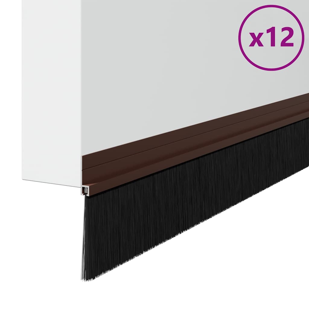 Itsekiinnittyvät Oven Harjatiivisteet 12 Pcs Ruskea 100 Cm