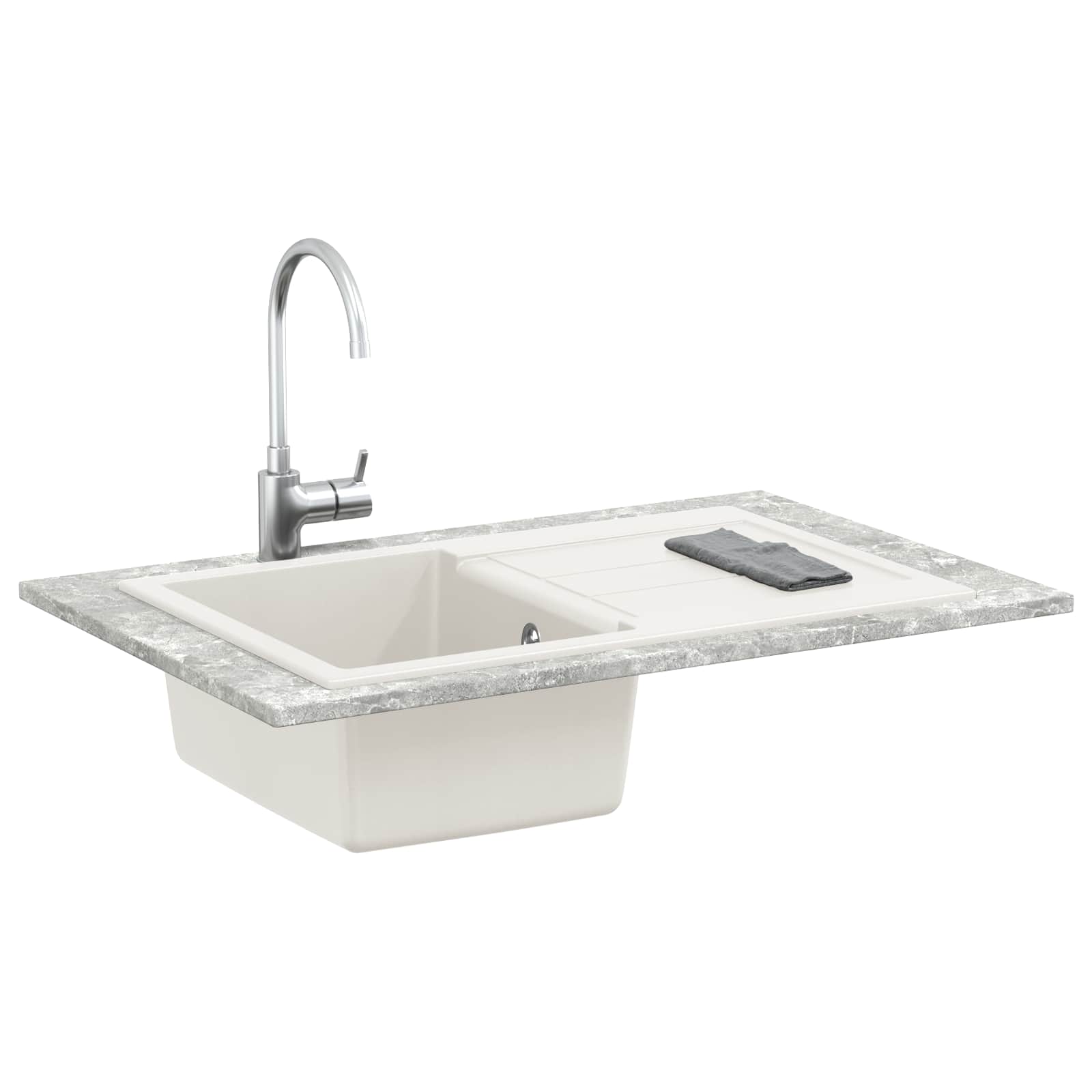 Allas Valkoinen 780 X 500 Mm 80% Kvartsia Ja 20% Hartsia