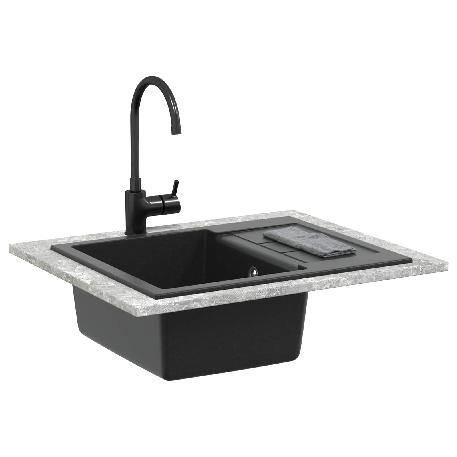 Allas Musta 620 X 500 Mm 80% Kvartsia Ja 20% Hartsia
