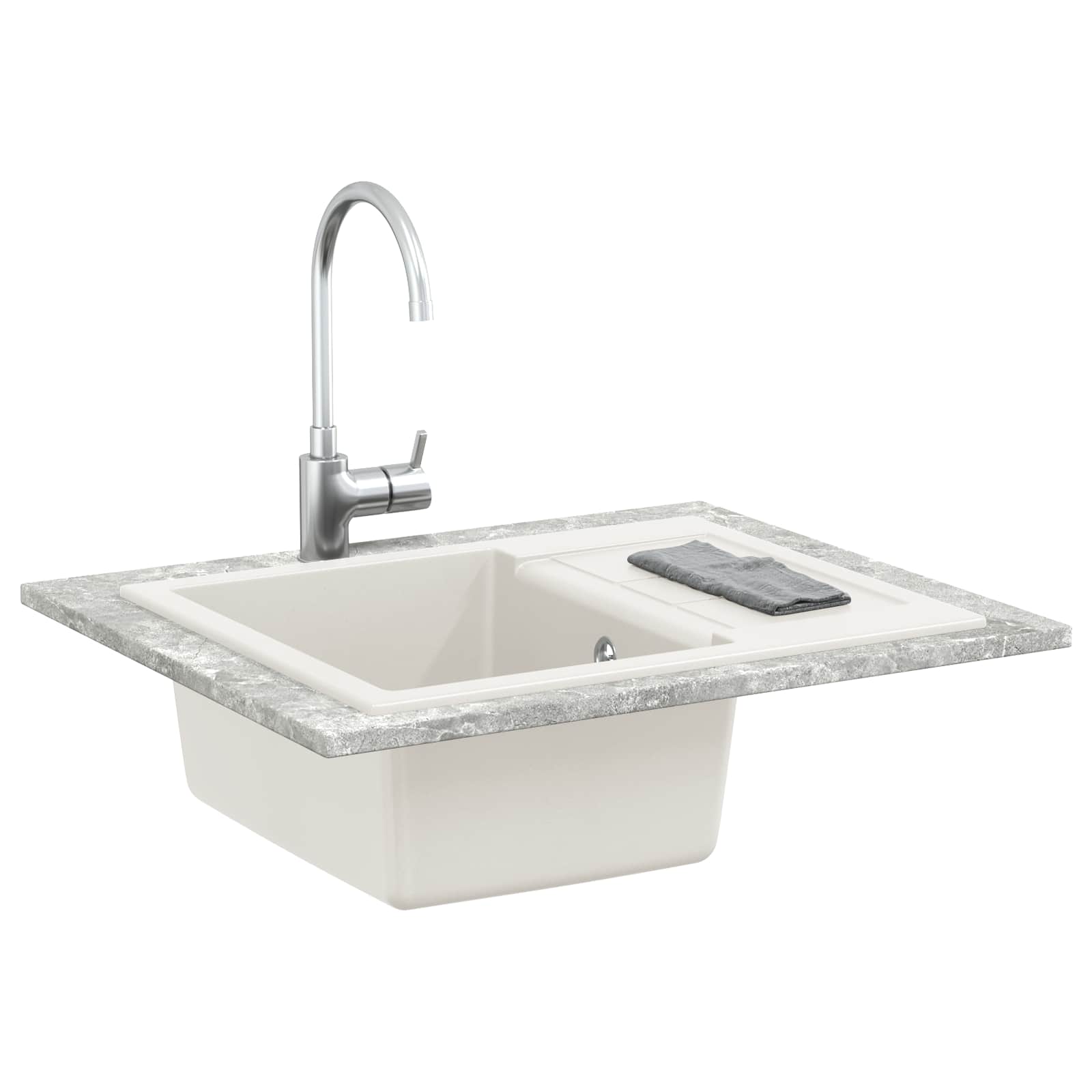 Allas Valkoinen 620 X 500 Mm 80% Kvartsia Ja 20% Hartsia