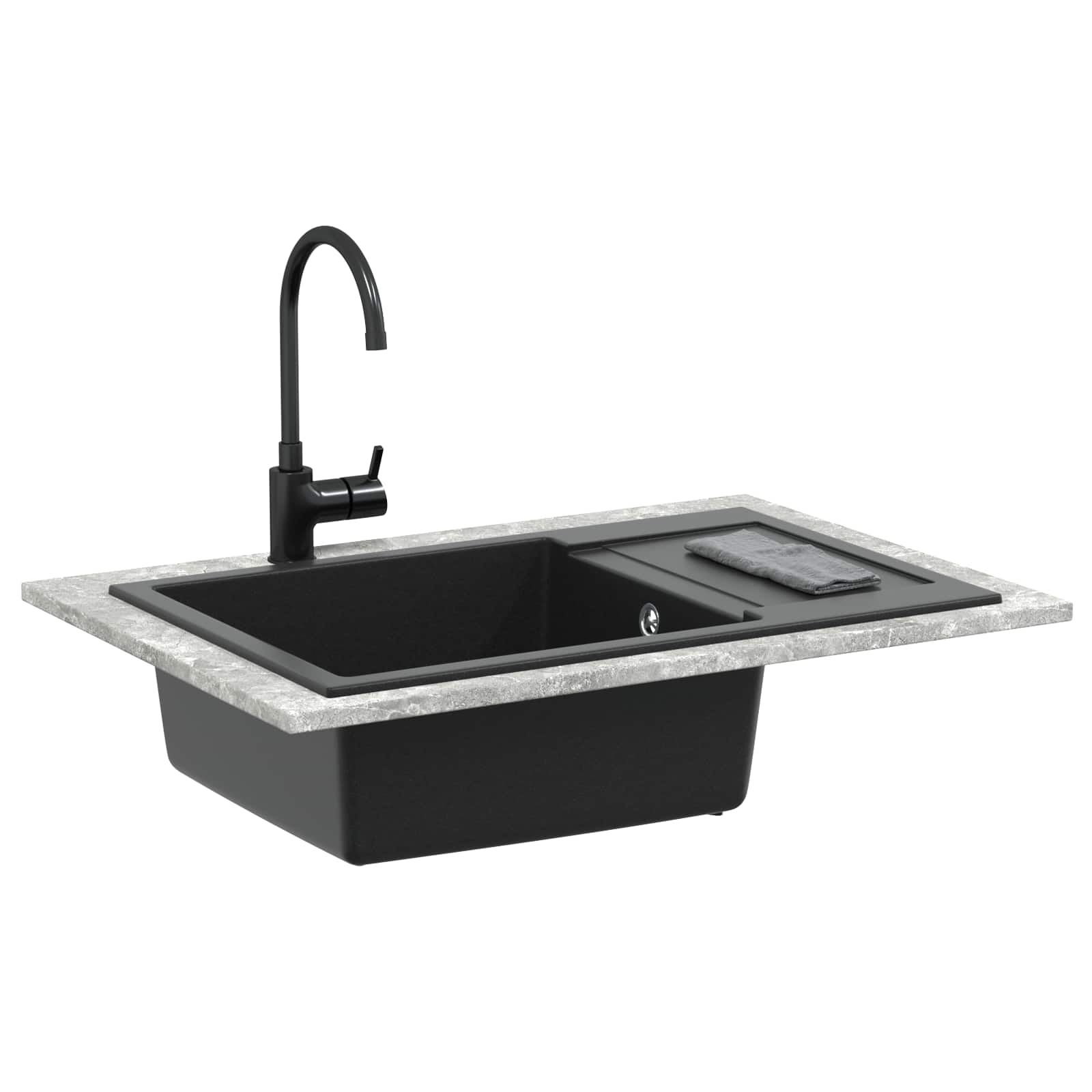 Allas Musta 780 X 500 Mm 80% Kvartsia Ja 20% Hartsia