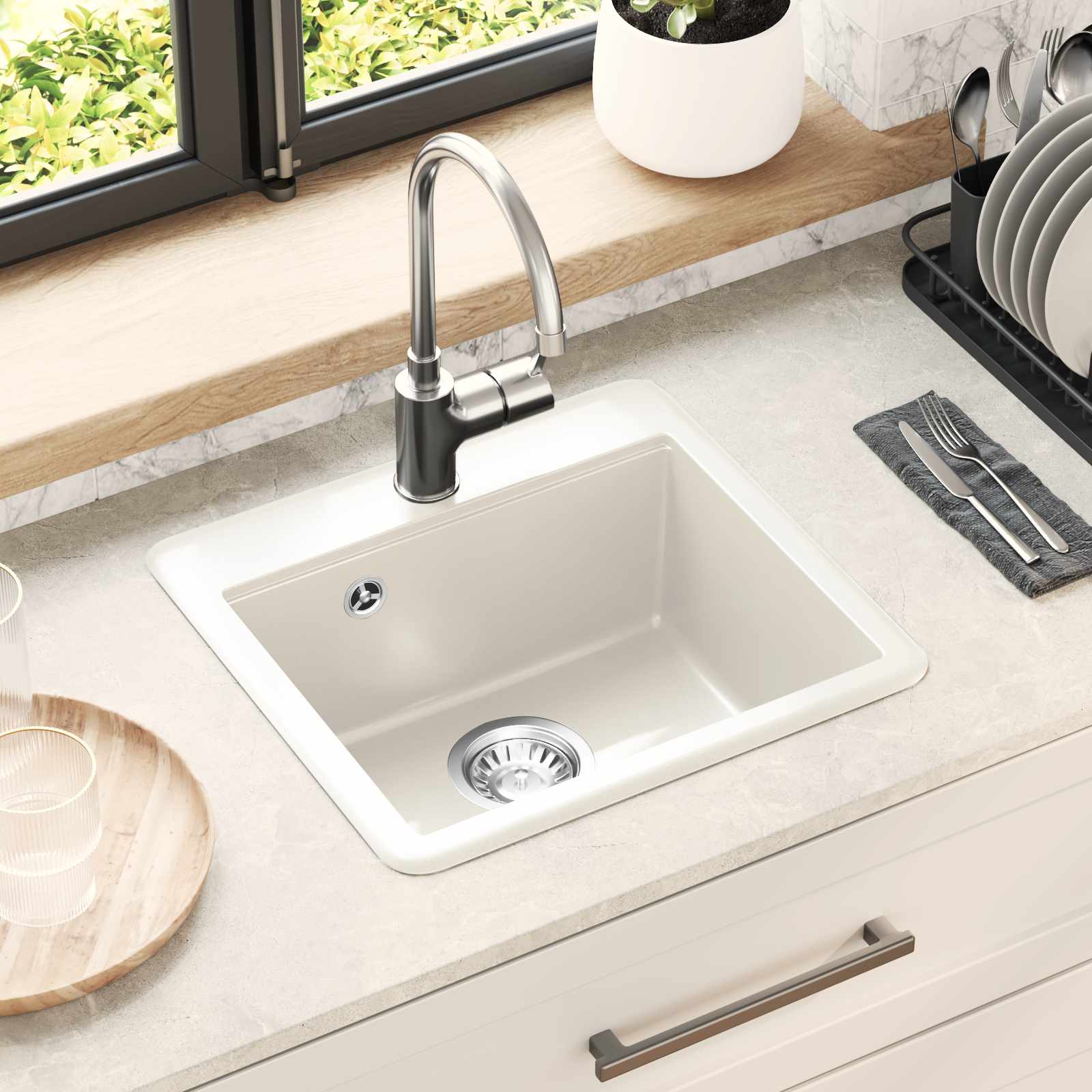 Allas Valkoinen 470 X 440 Mm Graniitti