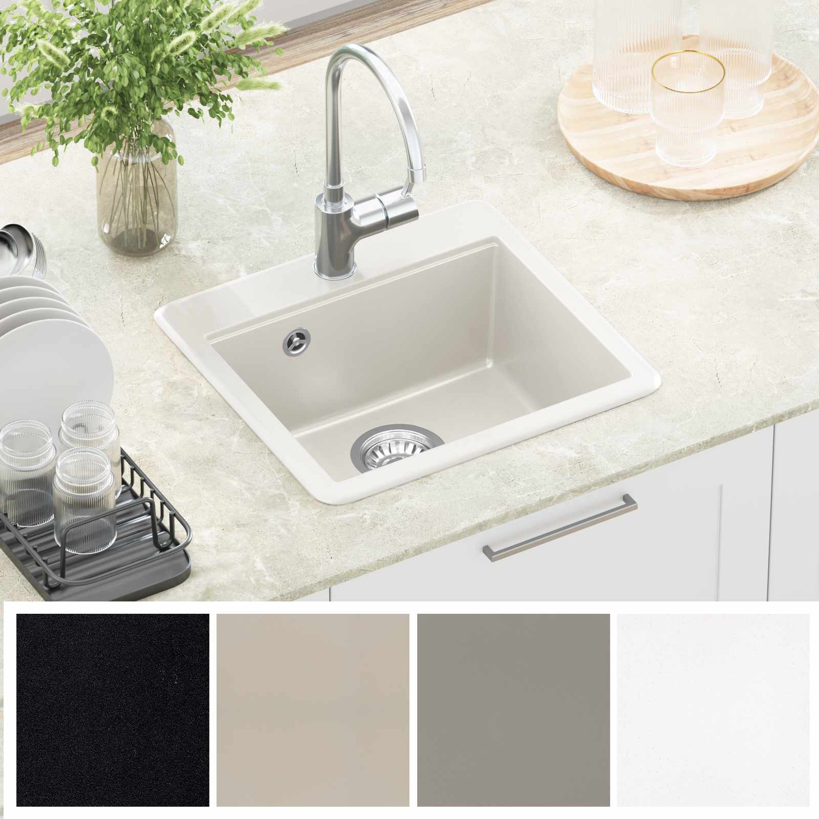 Allas Valkoinen 470 X 440 Mm Graniitti