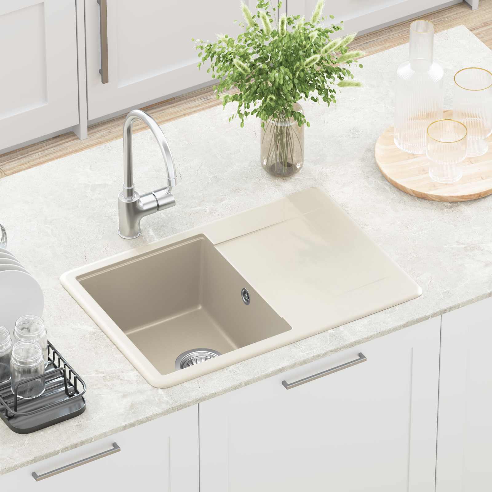 Allas Beige 670 X 460 Mm 80% Kvartsia Ja 20% Hartsia