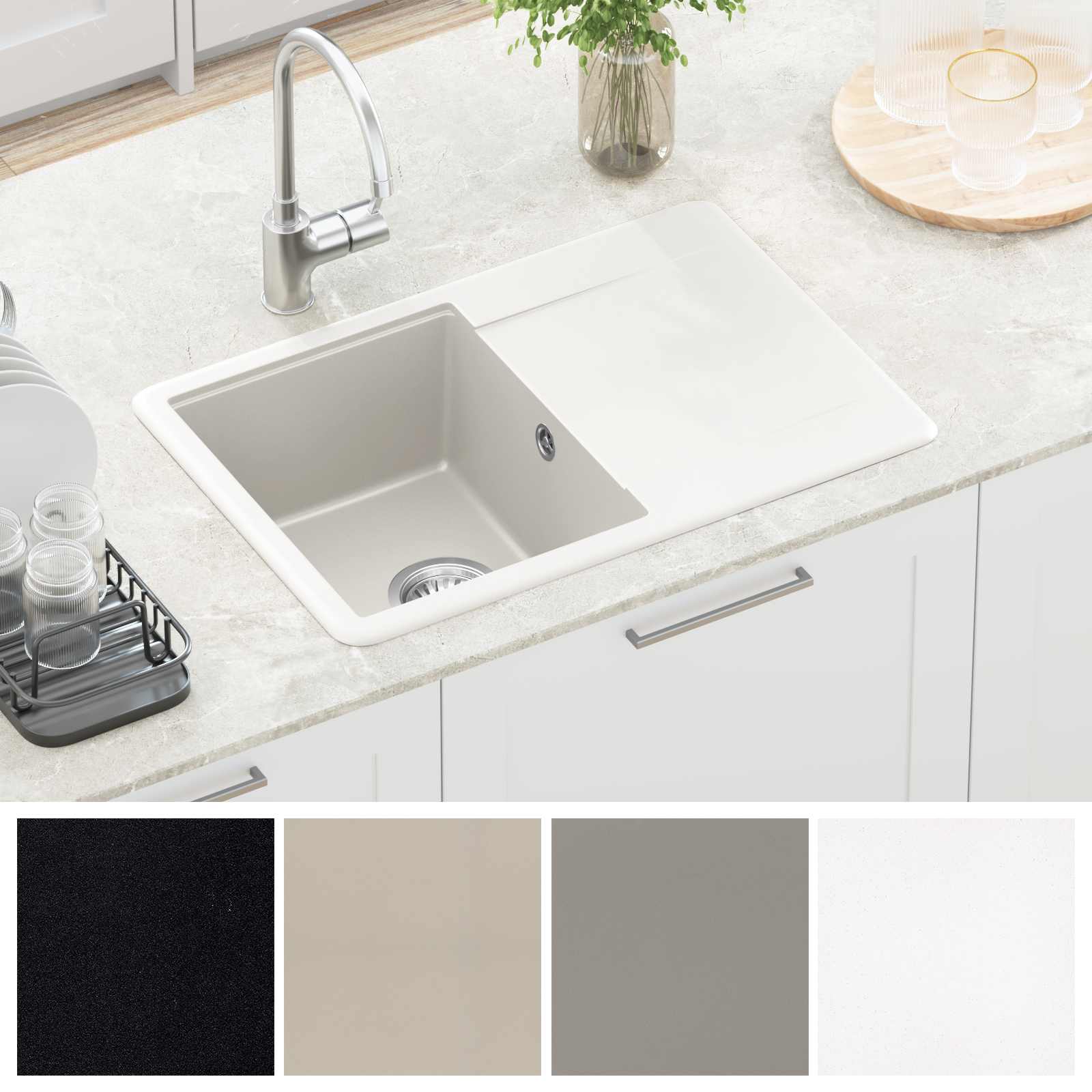 Allas Valkoinen 670 X 460 Mm 80% Kvartsia Ja 20% Hartsia