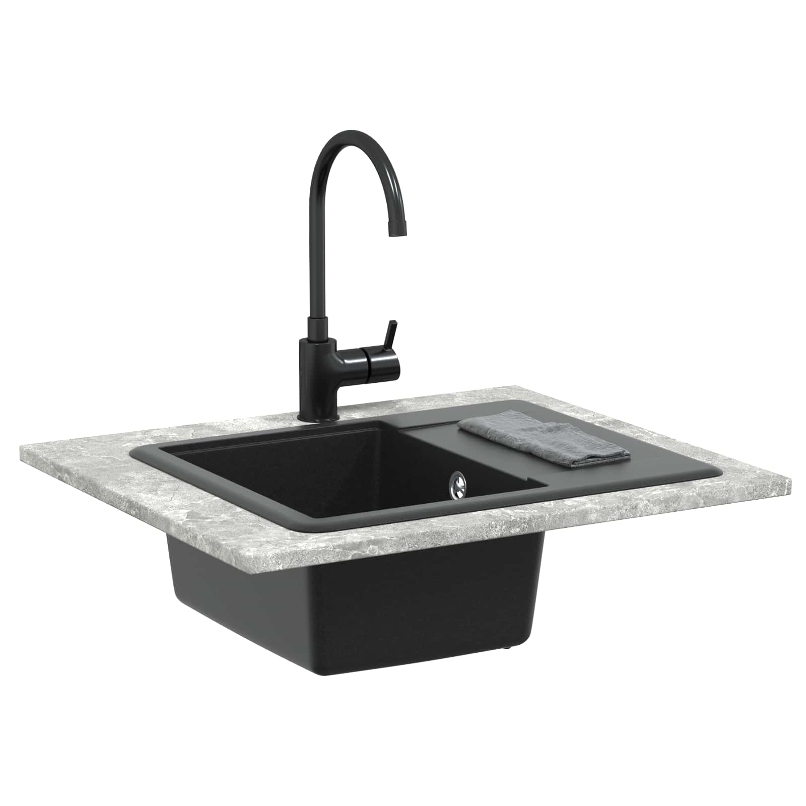 Allas Musta 560 X 460 Mm 80% Kvartsia Ja 20% Hartsia