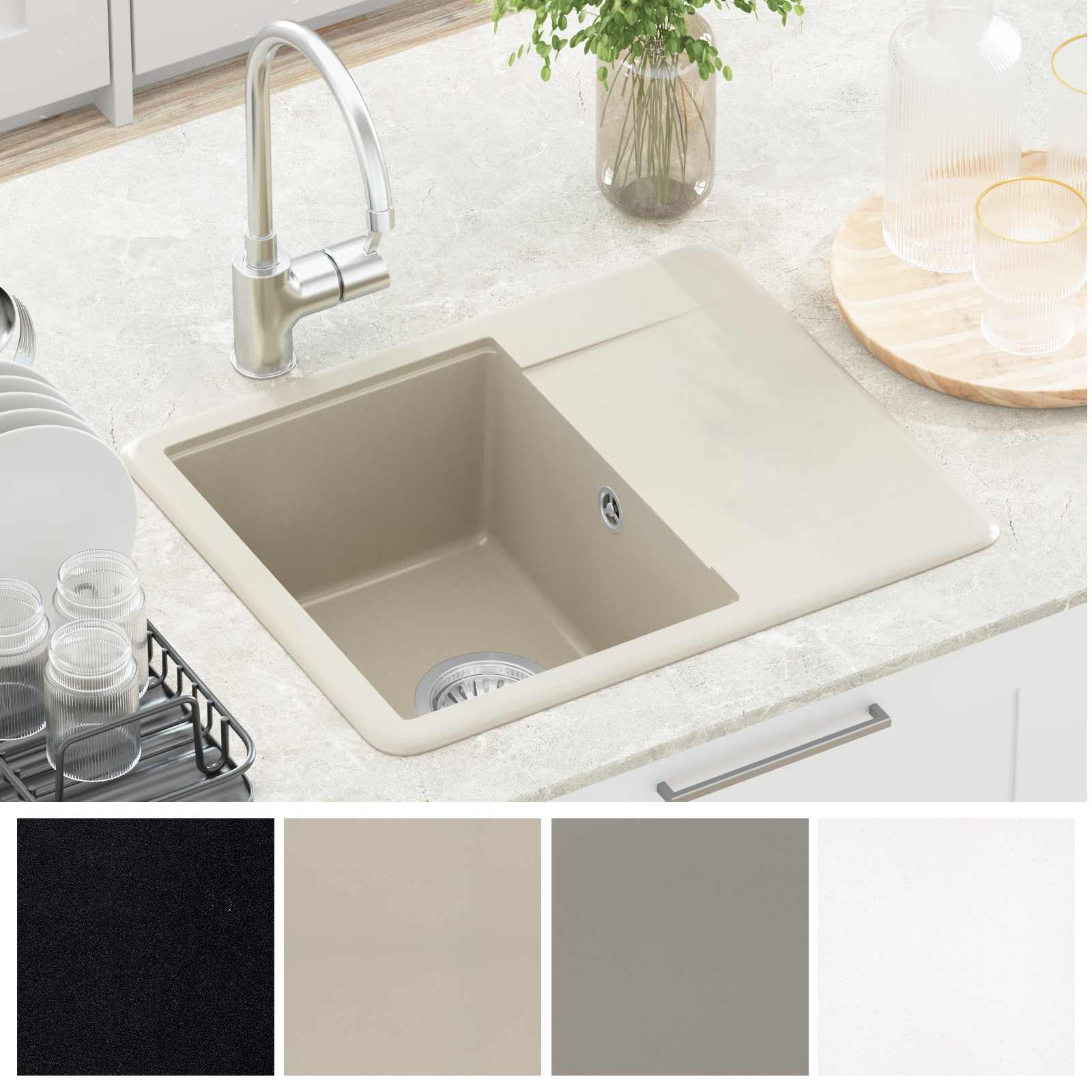 Allas Beige 560 X 460 Mm 80% Kvartsia Ja 20% Hartsia