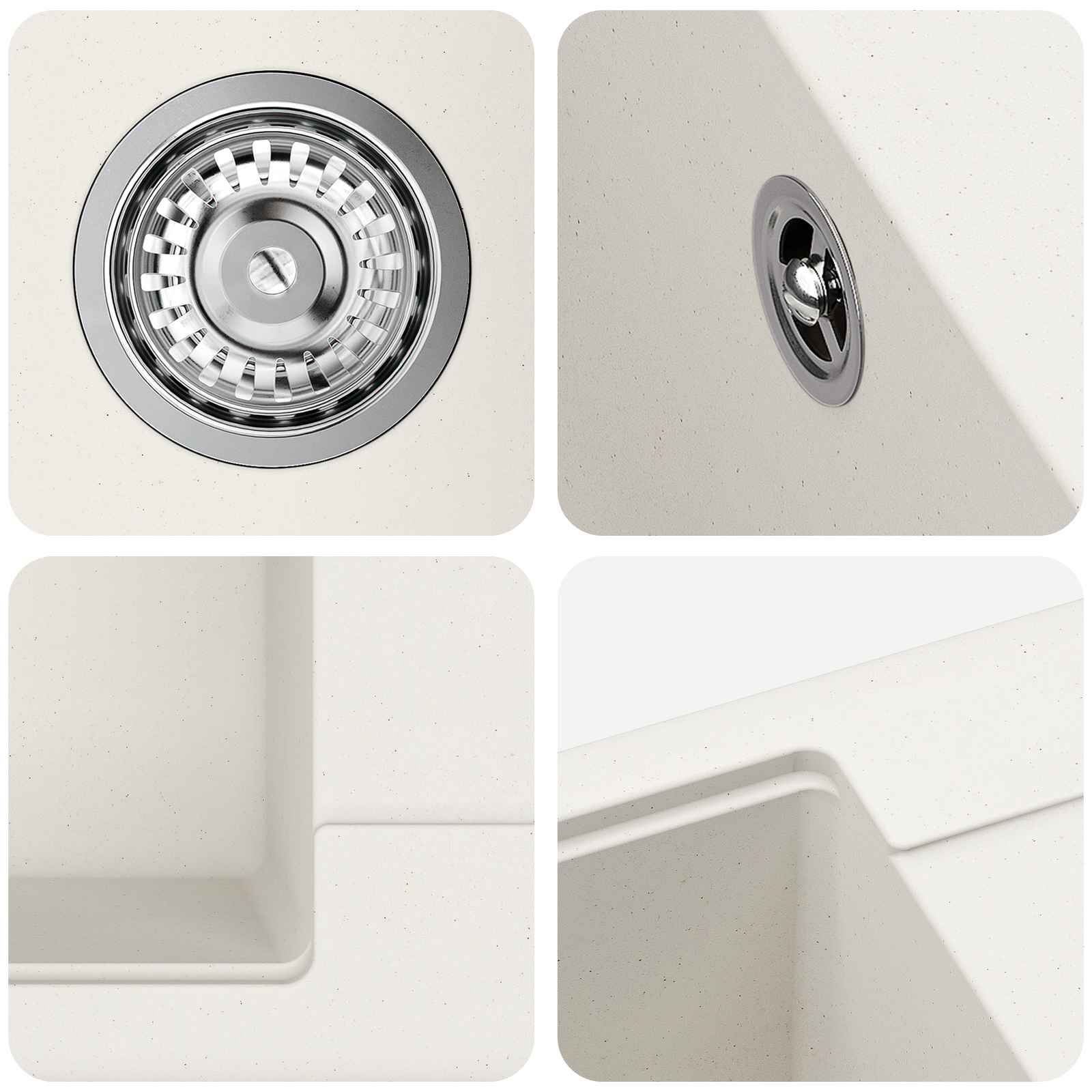 Allas Valkoinen 560 X 460 Mm 80% Kvartsia Ja 20% Hartsia