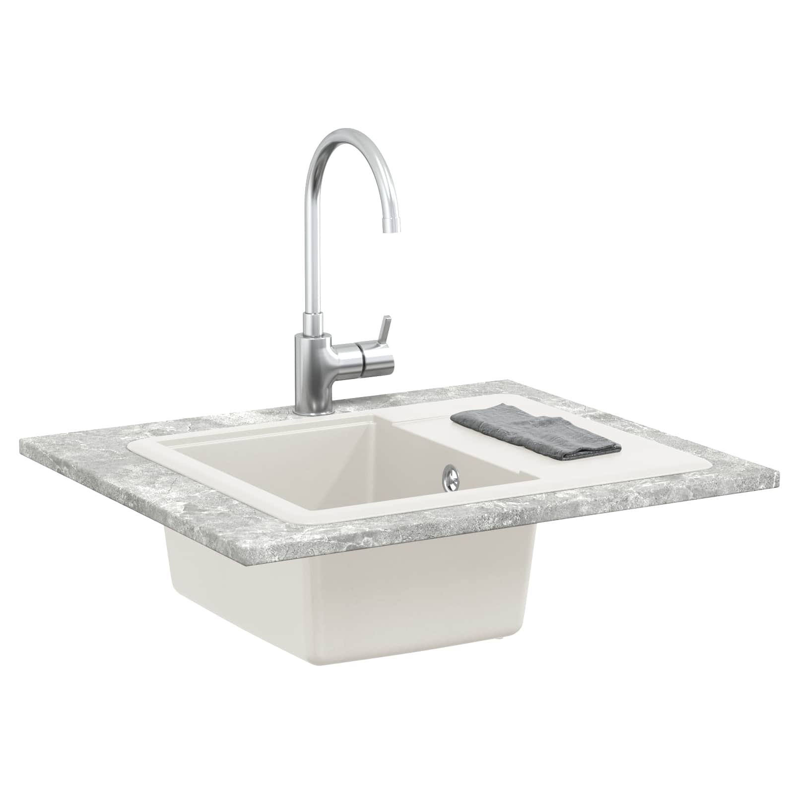 Allas Valkoinen 560 X 460 Mm 80% Kvartsia Ja 20% Hartsia