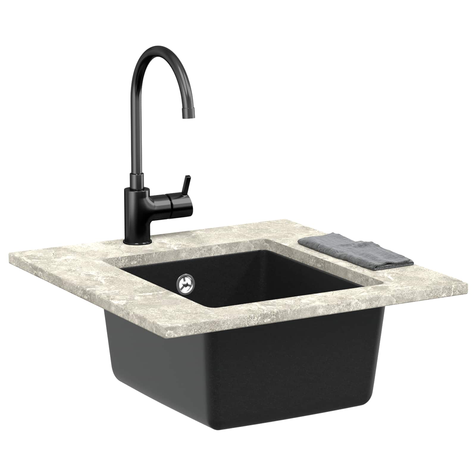 Allas Musta 370 X 460 Mm 80% Kvartsia Ja 20% Hartsia