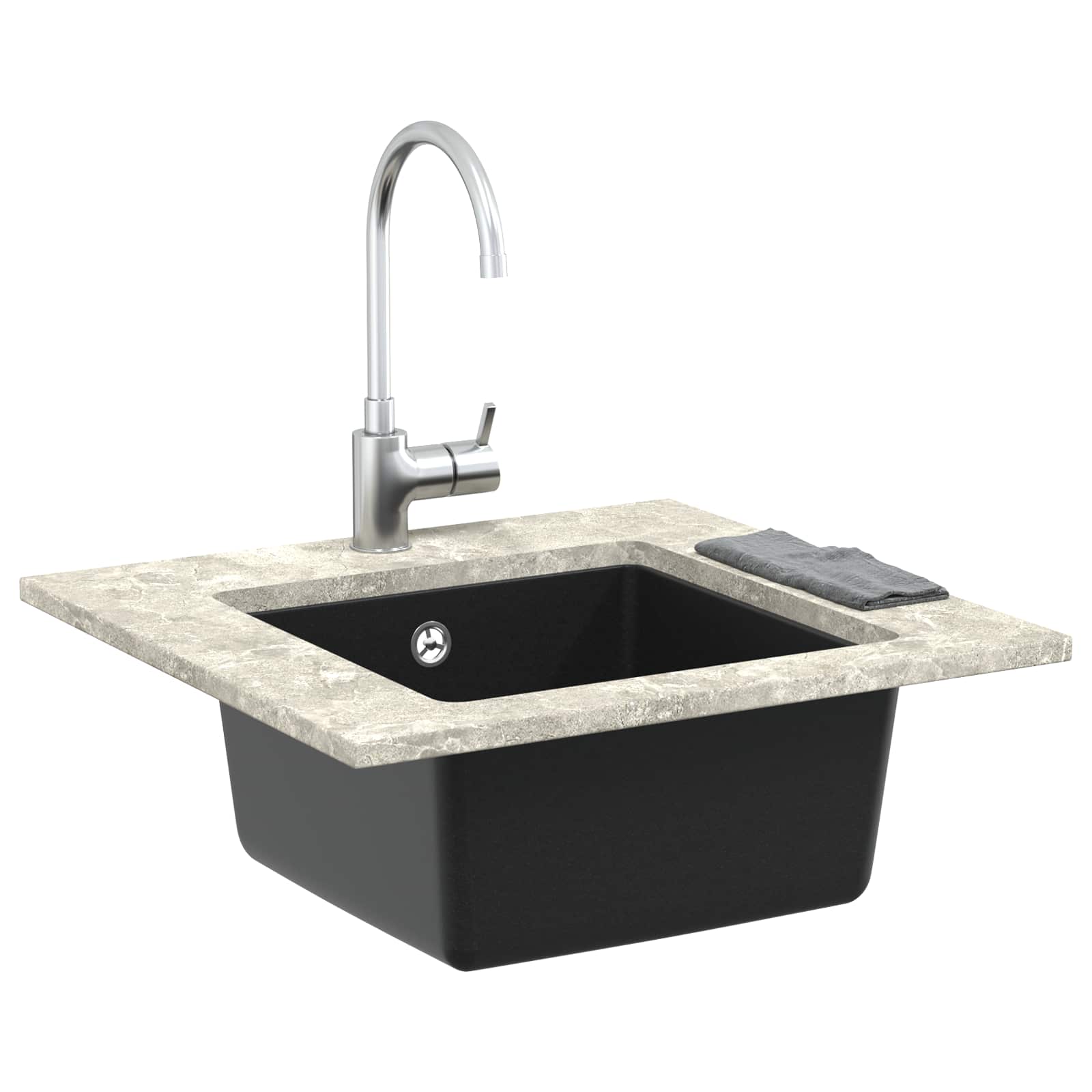 Allas Musta 430 X 460 Mm 80% Kvartsia Ja 20% Hartsia