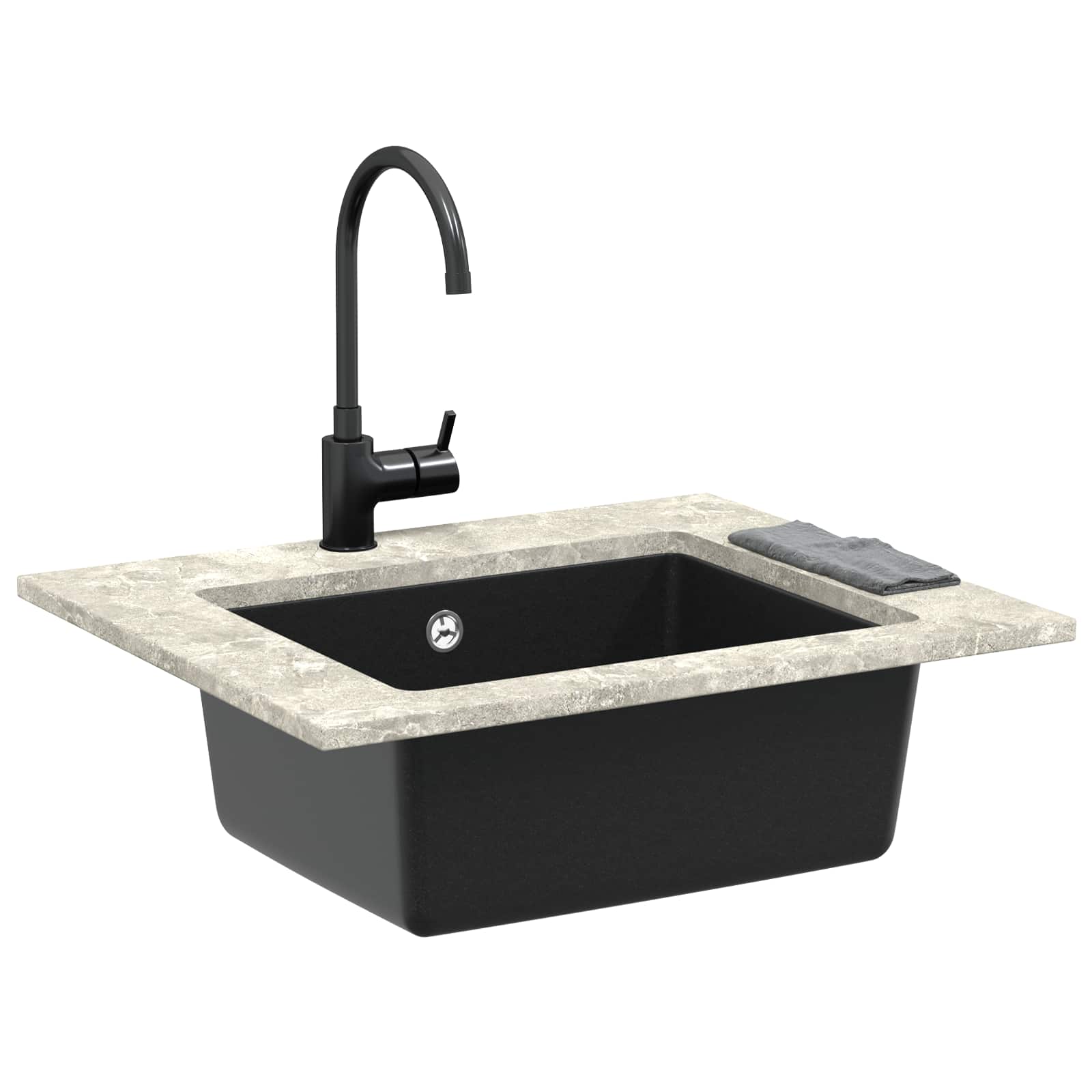 Allas Musta 530 X 460 Mm 80% Kvartsia Ja 20% Hartsia