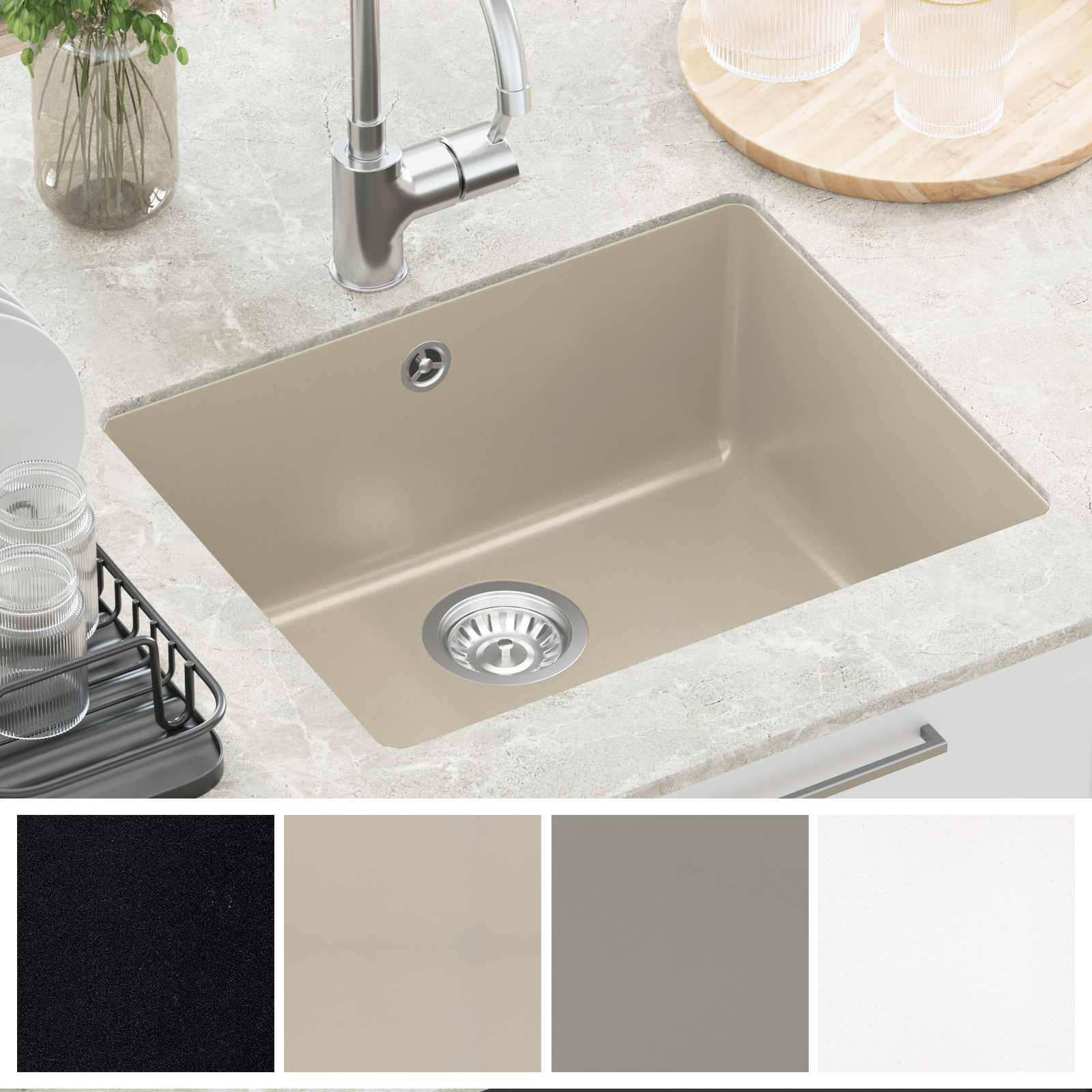 Allas Beige 530 X 460 Mm 80% Kvartsia Ja 20% Hartsia