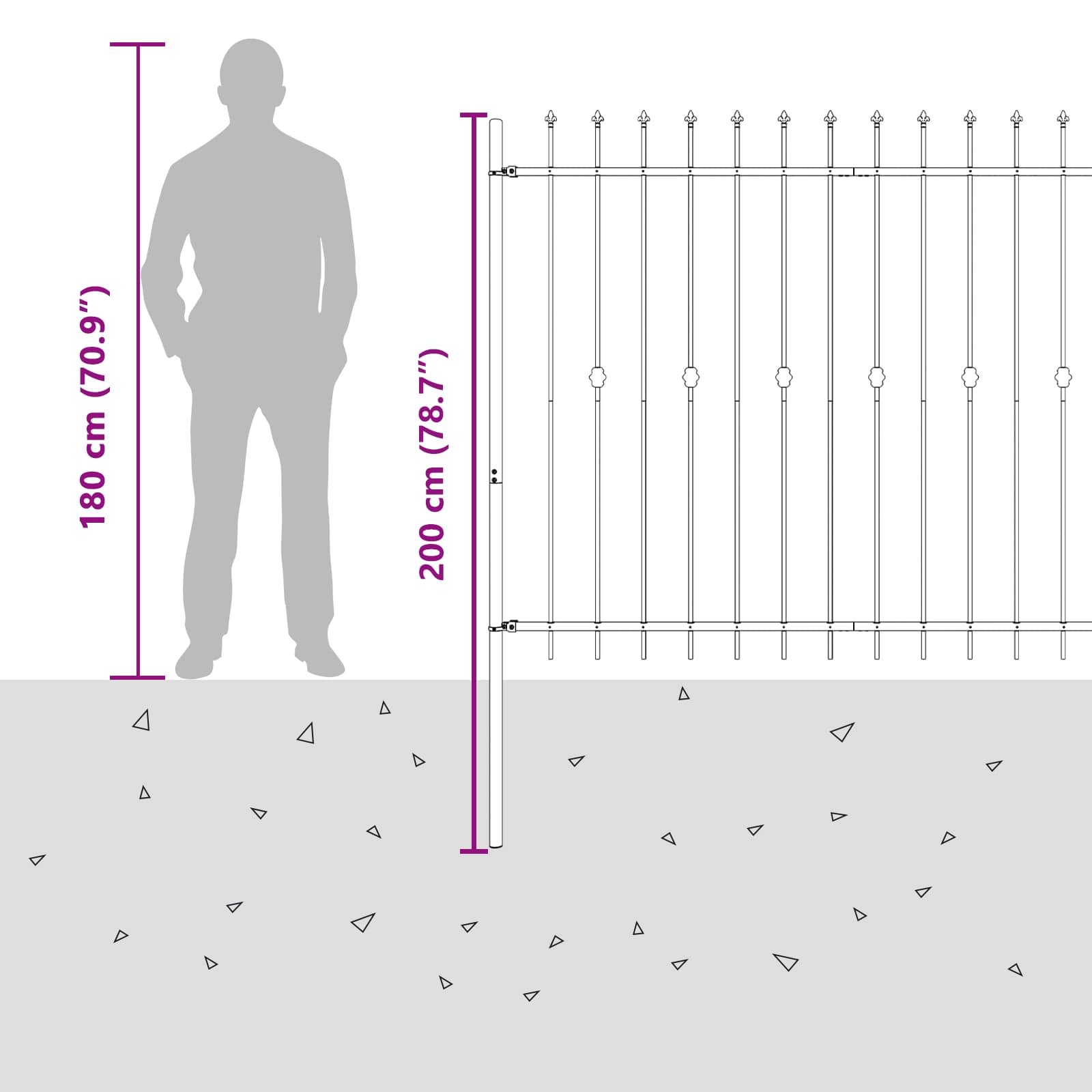 Piikkikaide Asten Musta 200 X 200 Cm Jauhemaalattu Teräs
