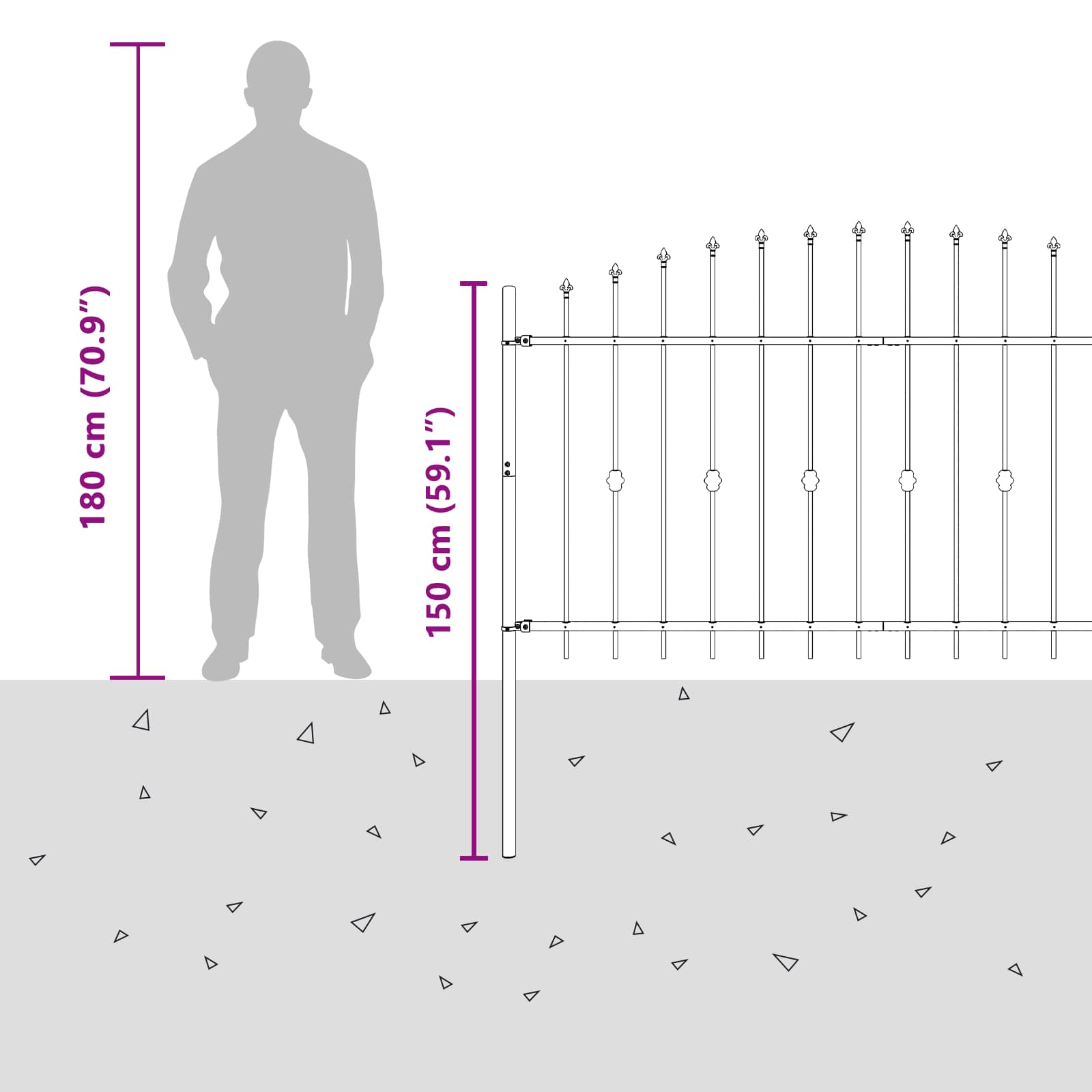 Piikkikaide Asten Musta 200 X 150 Cm Jauhemaalattu Teräs