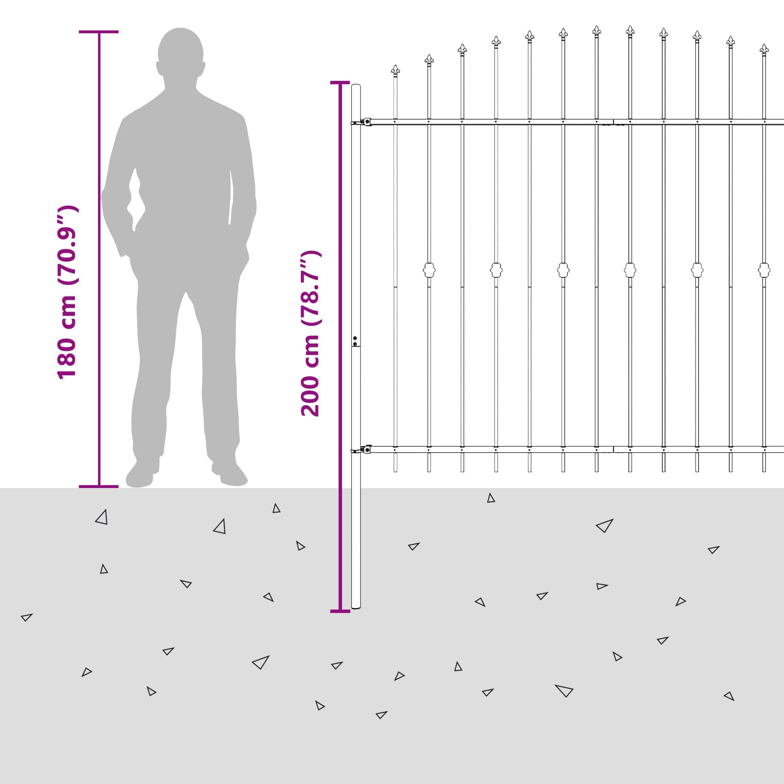Piikkikaide Asten Musta 200 X 200 Cm Jauhemaalattu Teräs