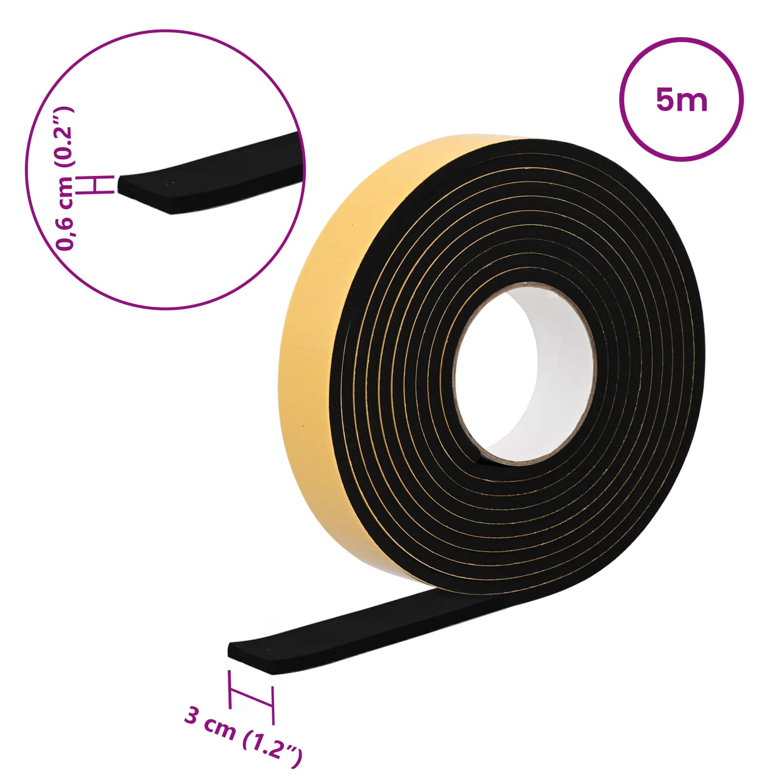 Itsekiinnittyvä Vaahtoteippi 20 Pcs Musta 30Mm X 5M Cr-Vahto