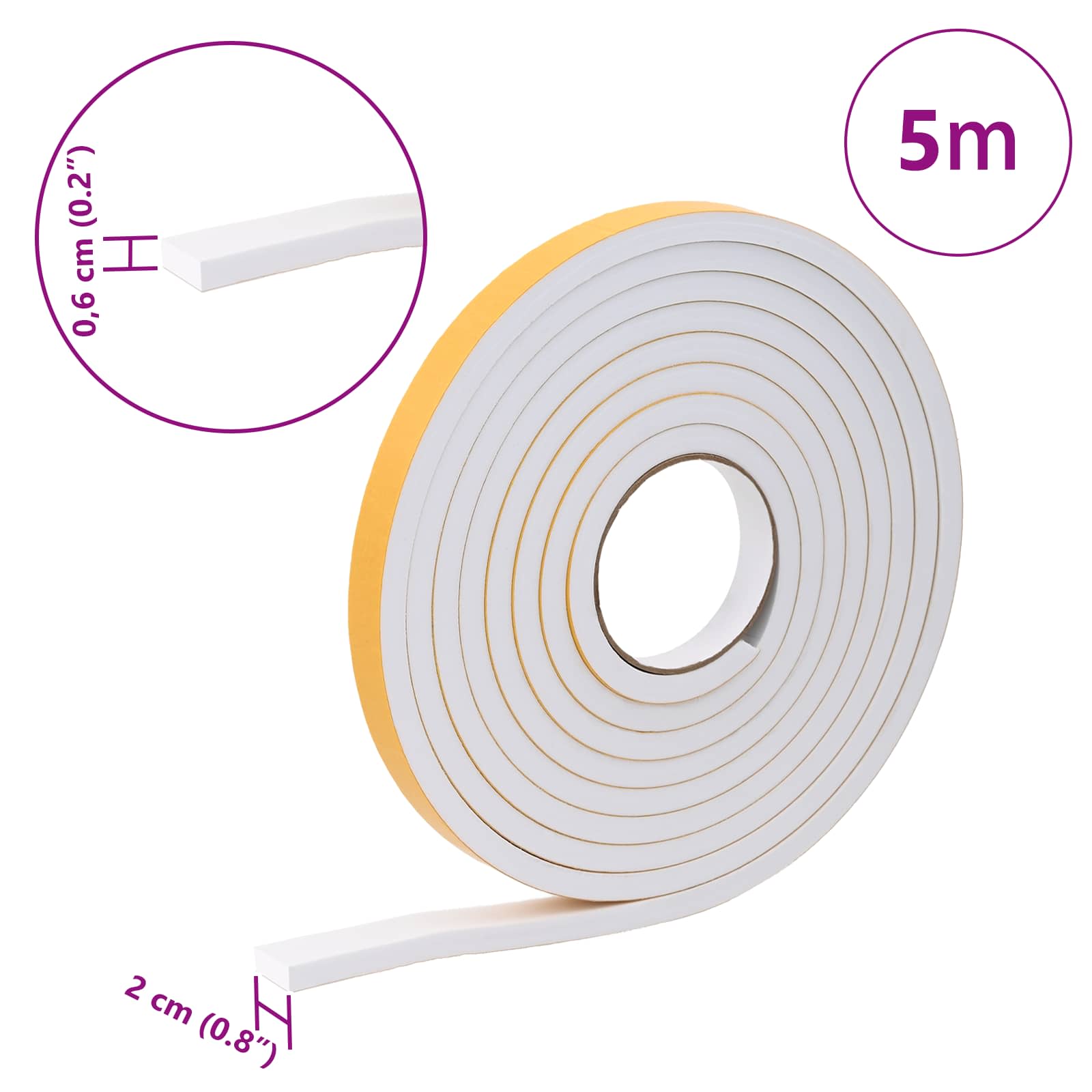 Itsekiinnittyvä Vaahtoteippi 10 Pcs Valkoinen 20Mm X 5M