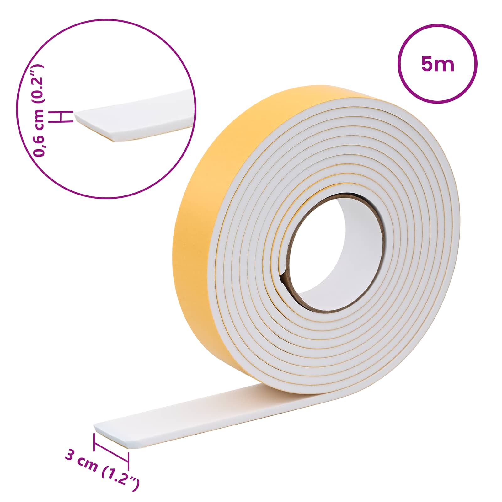 Itsekiinnittyvä Vaahtoteippi 10 Pcs Valkoinen 30Mm X 5M
