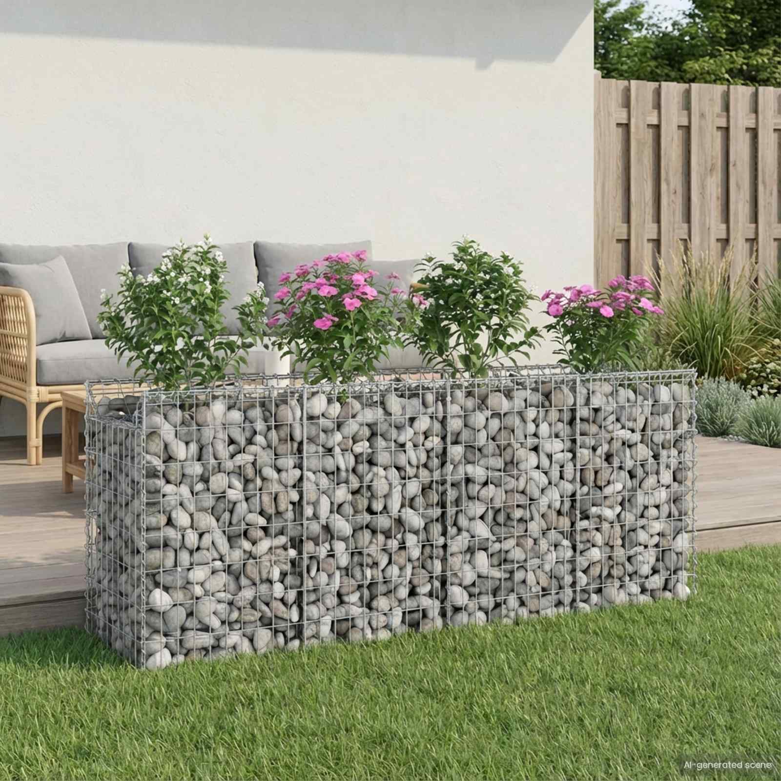 Gabion Kohotettu Peti 2 Pcs Hopea
