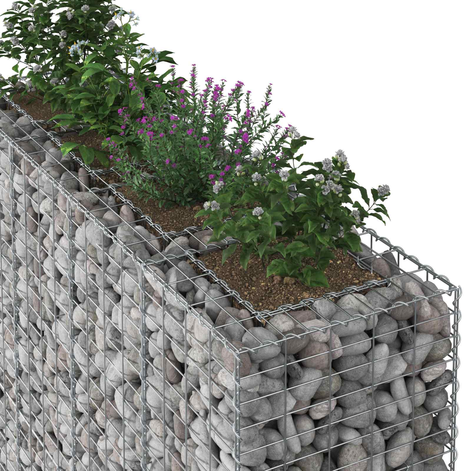 Gabion Kohotettu Peti 2 Pcs Hopea