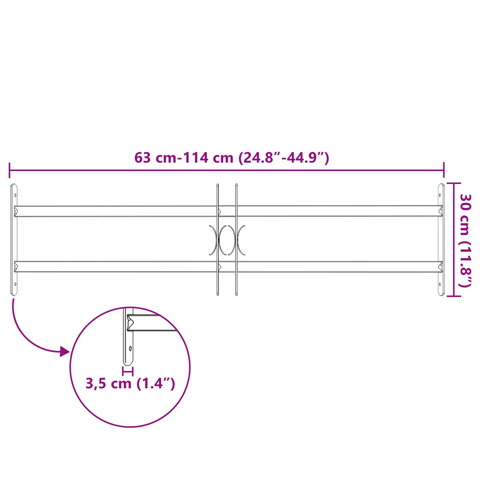 Ik Windowin Turva-Aita Kahdella Poikkitangolla 3 Pcs