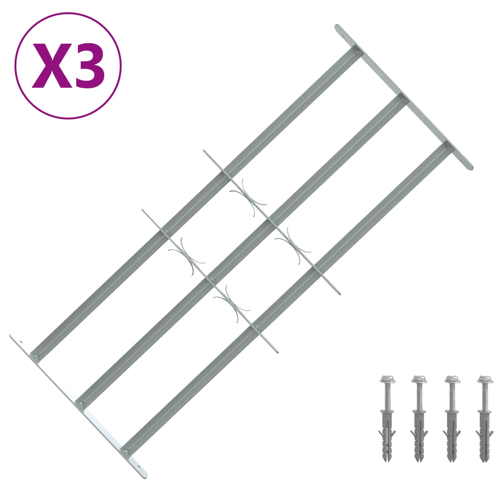 Ikkunoiden Turvaverkko 3 Ristikkopalkilla 3 Pcs 630-1140 Mm