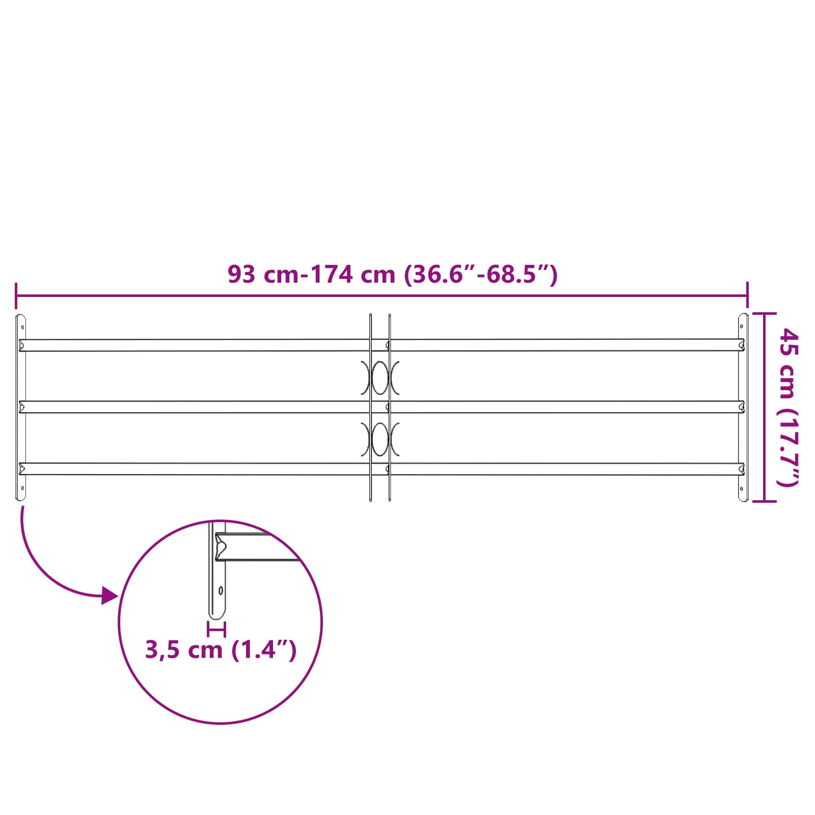 Ikkunoiden Turvaverkko 3 Ristikkopalkilla 3 Pcs 930-1740 Mm