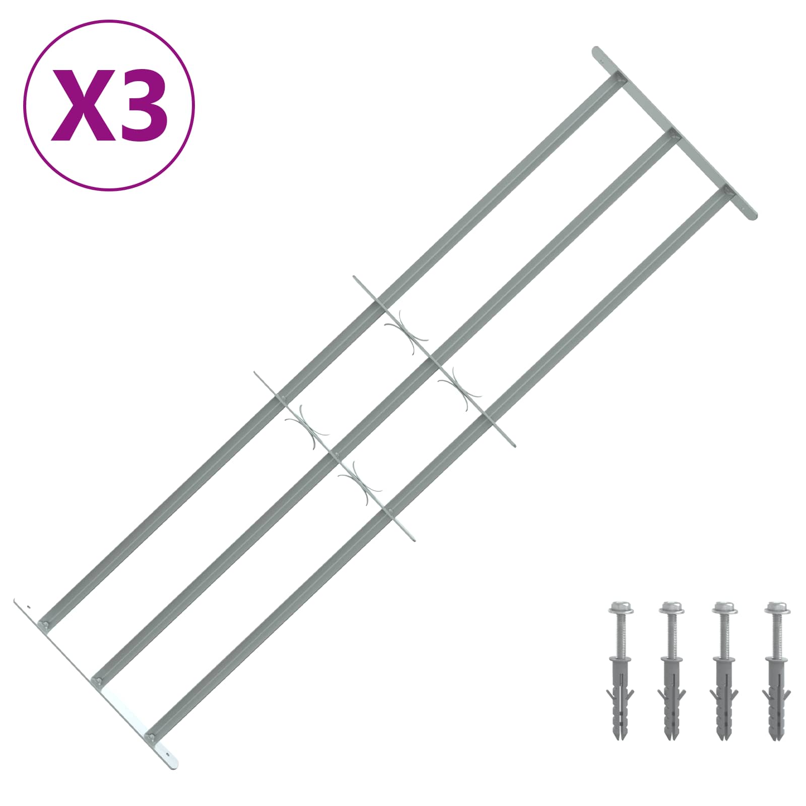 Ikkunoiden Turvaverkko 3 Ristikkopalkilla 3 Pcs 930-1740 Mm