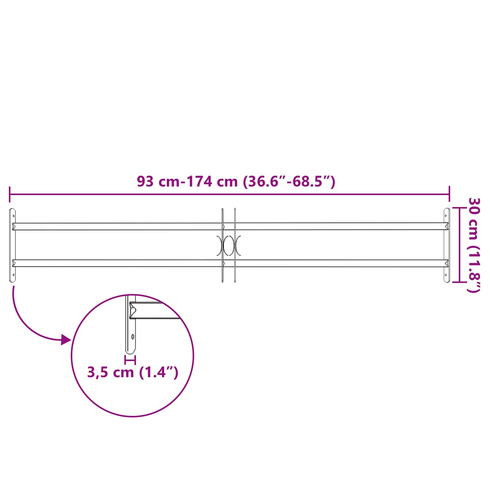 Ik Windowin Turva-Aita Kahdella Poikkitangolla 3 Pcs 93-174 Cm