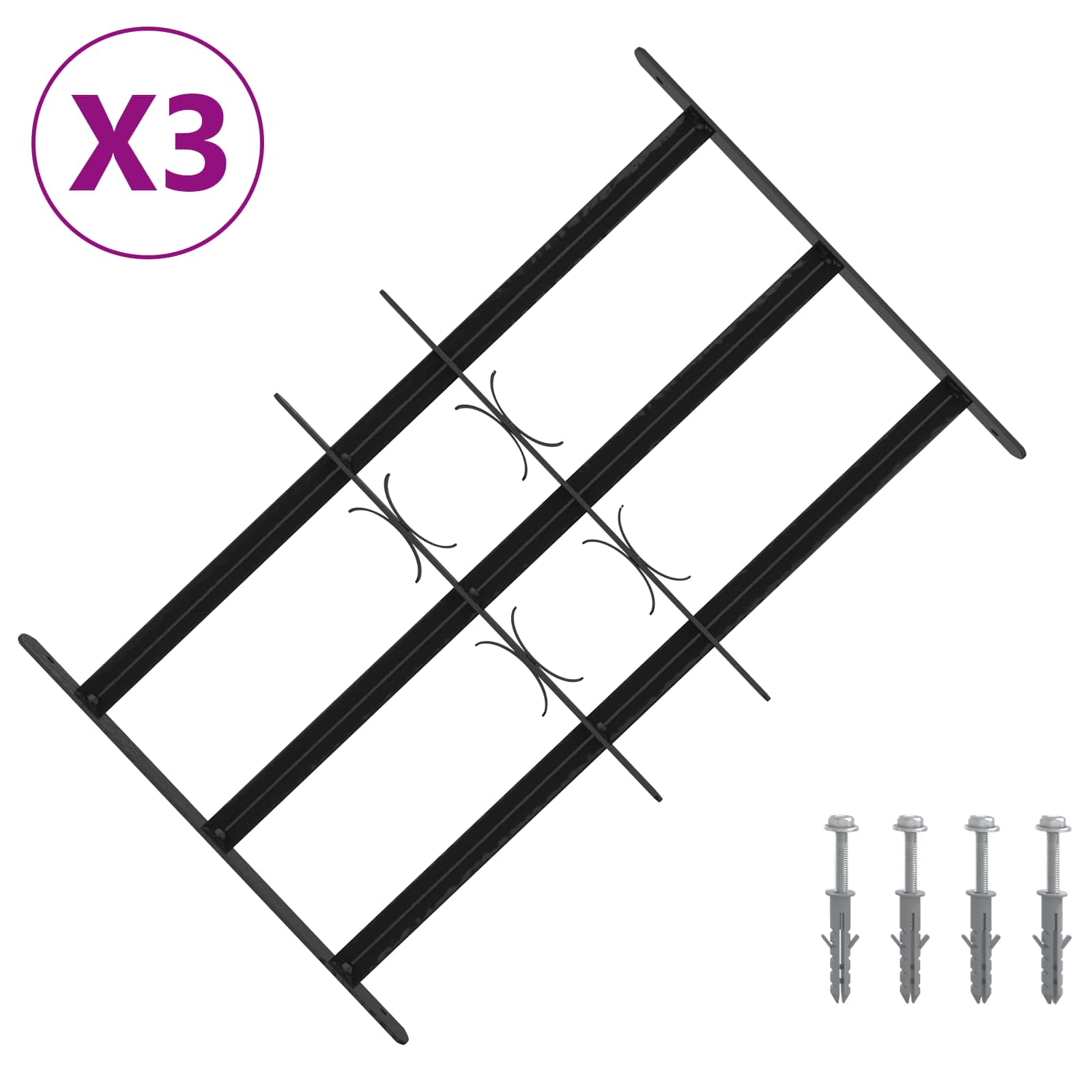 Ikkunoiden Turvaverkko 3 Ristikkopalkilla 3 Pcs 43-74 Cm
