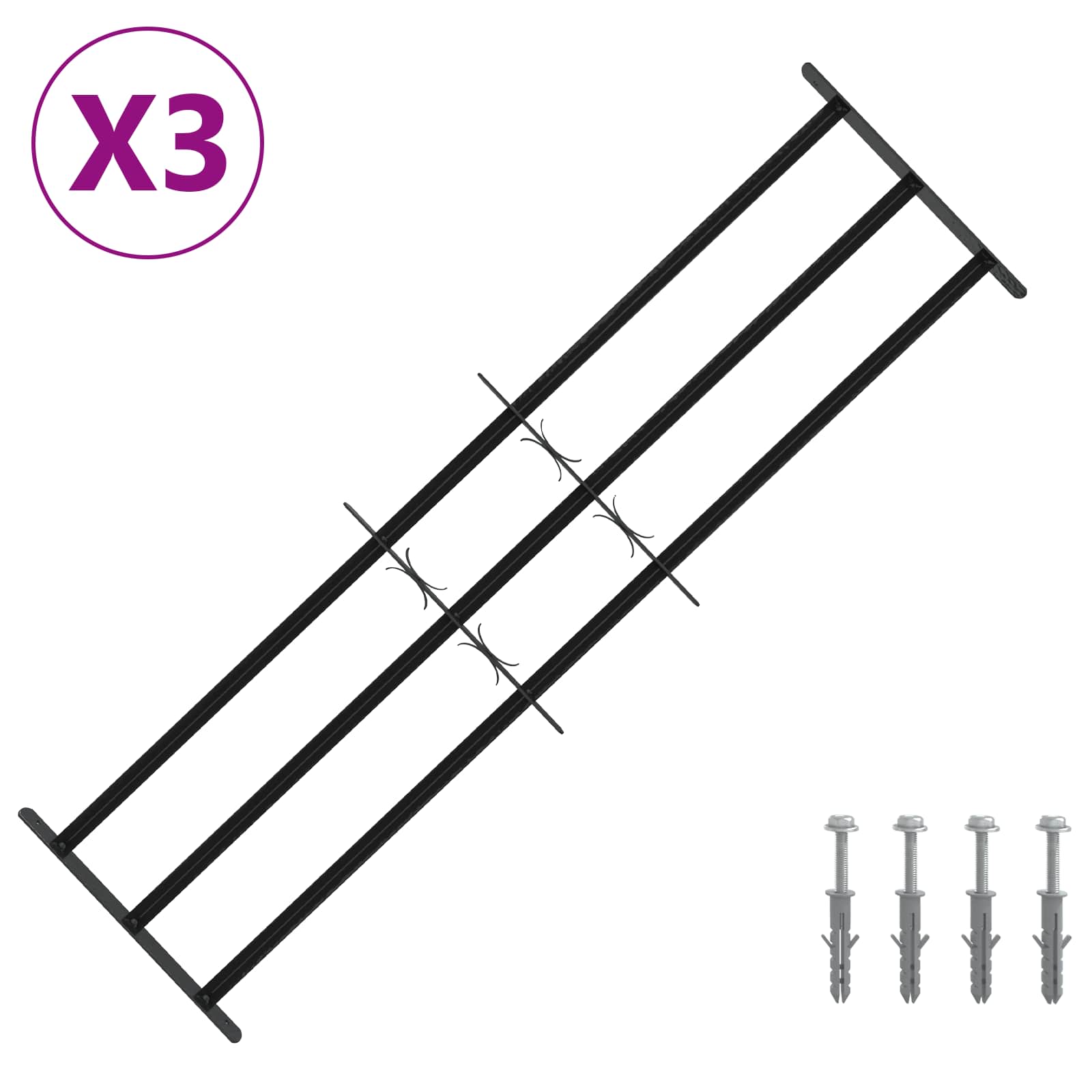 Ikkunoiden Turvaverkko 3 Ristikkopalkilla 3 Pcs 93-174 Cm