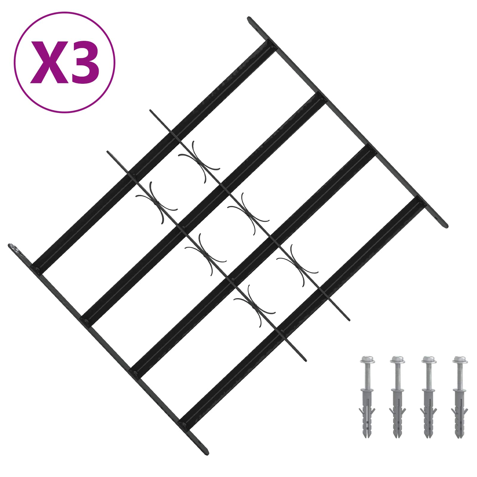 Turvaverkko Ikkunoille, Jossa On 4 Poikkipalkkia 3 Pcs 43-74 Cm