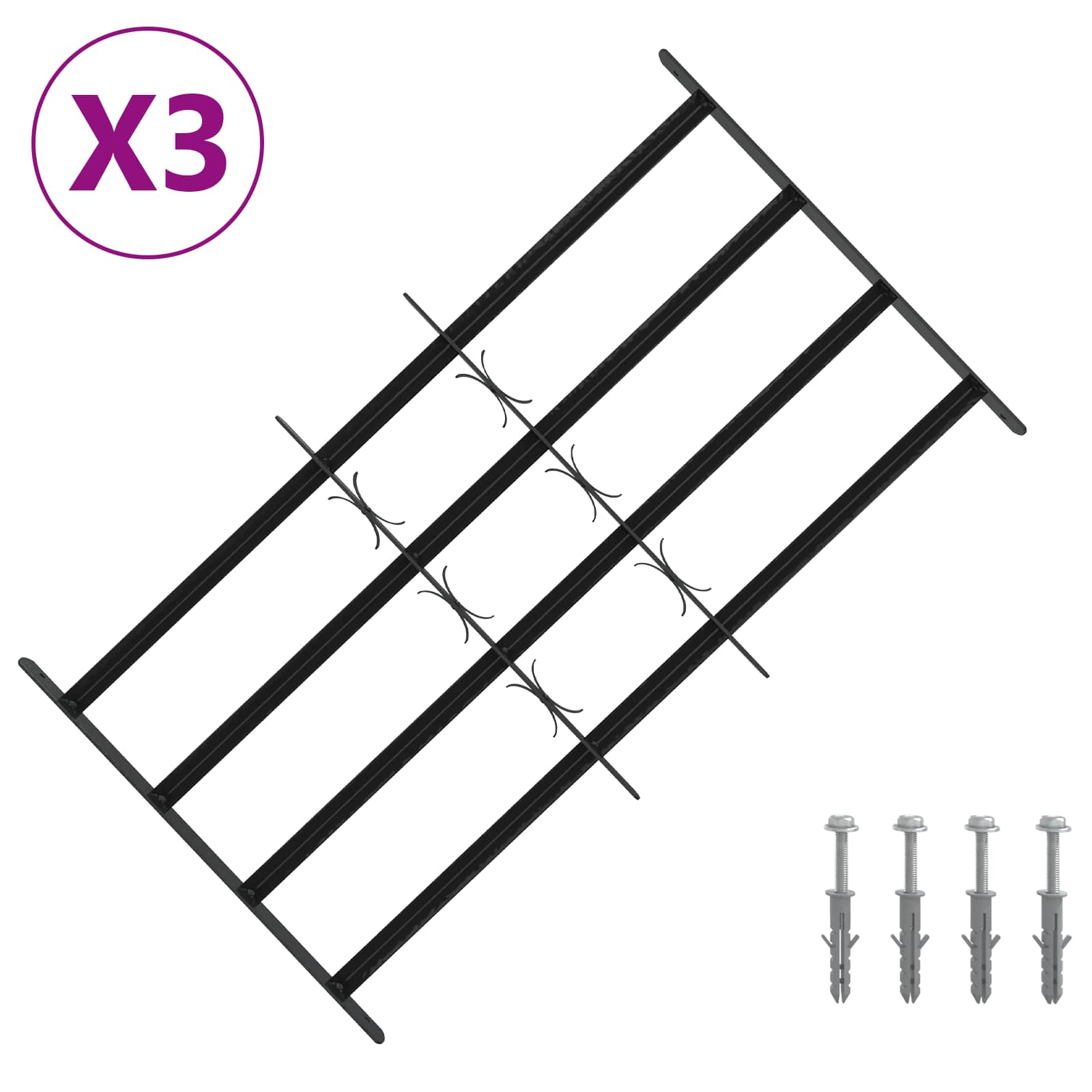 Turvaverkko Ikkunoille, Jossa On 4 Poikkipalkkia 3 Pcs
