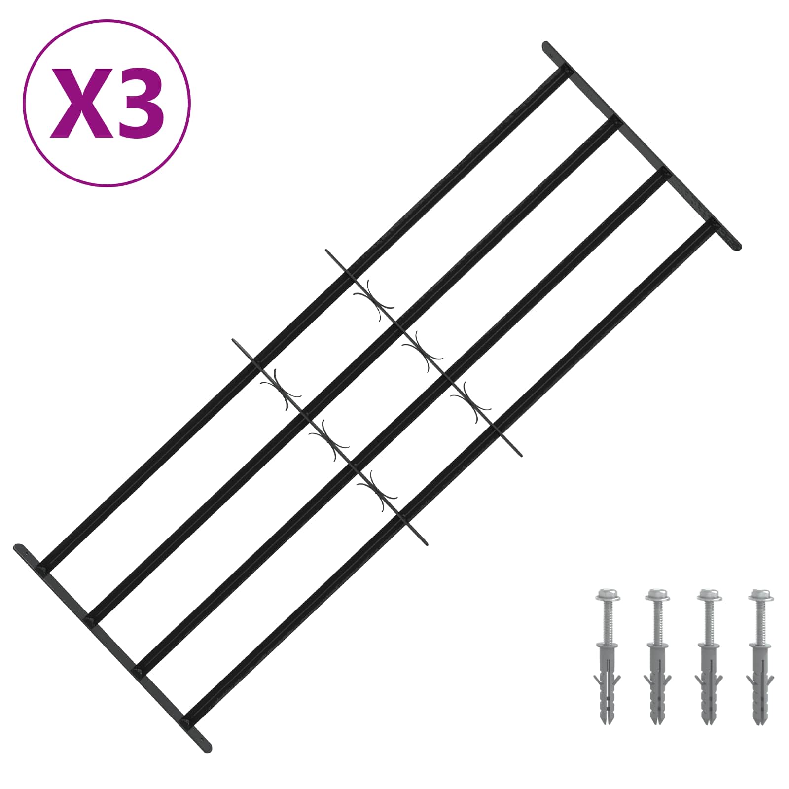 Turvaverkko Ikkunoille, Jossa On 4 Poikkipalkkia 3 Pcs