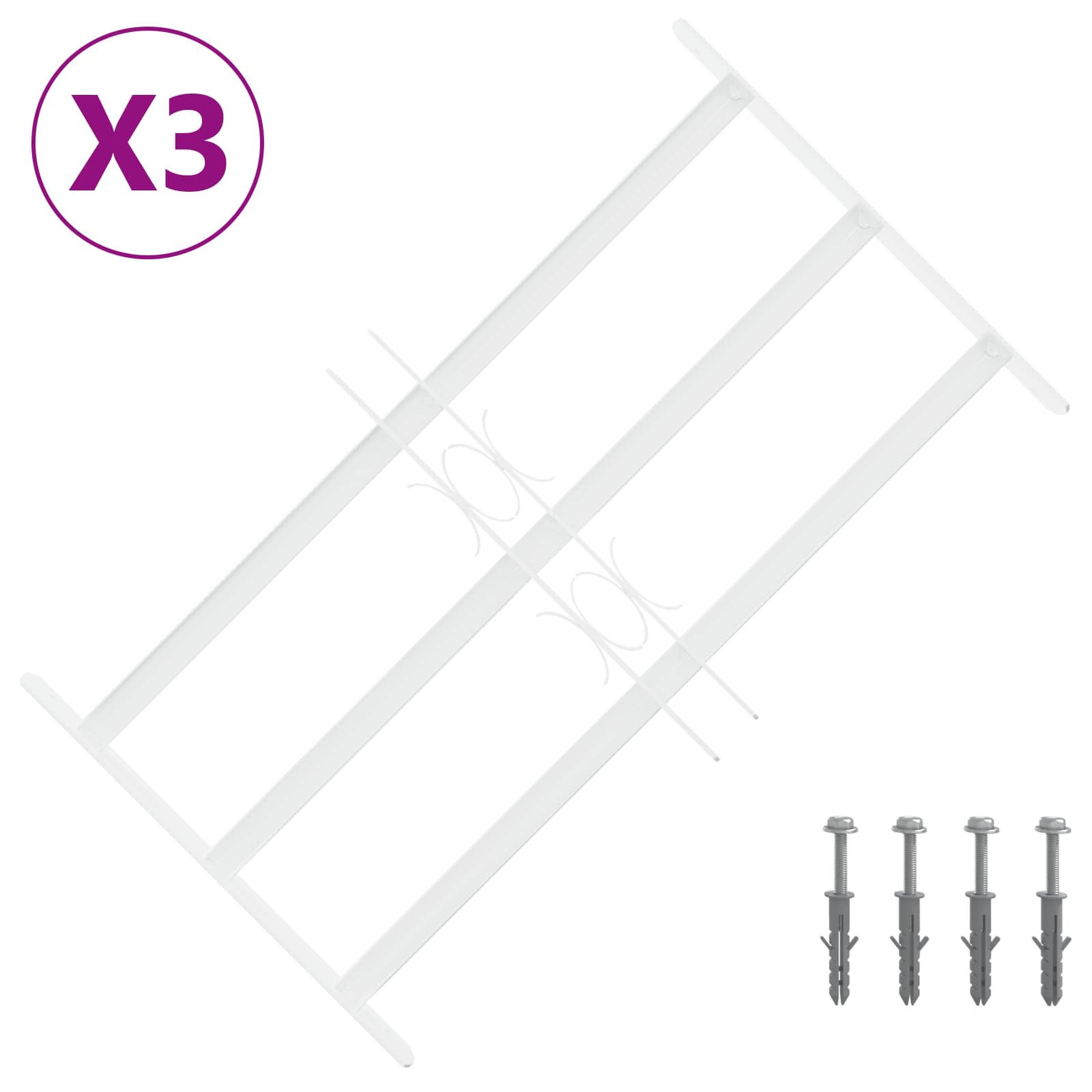 Ikkunoiden Turvaverkko 3 Ristikkopalkilla 3 Pcs 43-74 Cm