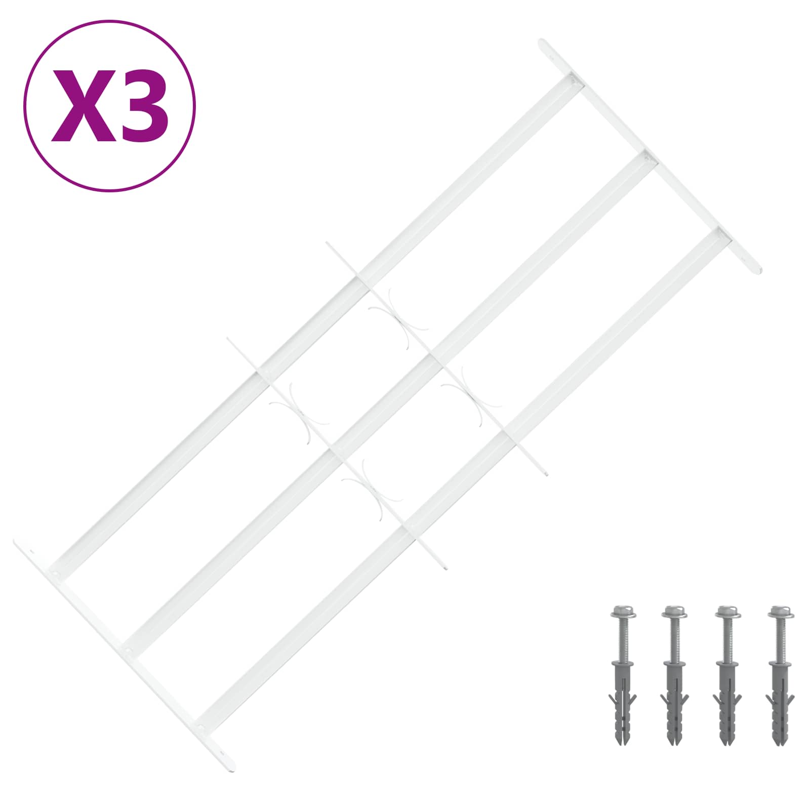Ikkunoiden Turvaverkko 3 Ristikkopalkilla 3 Pcs 63-114 Cm