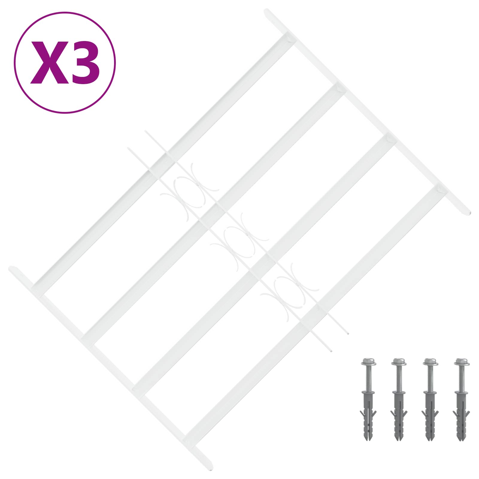 Turvaverkko Ikkunoille, Jossa On 4 Poikkipalkkia 3 Pcs 43-74 Cm