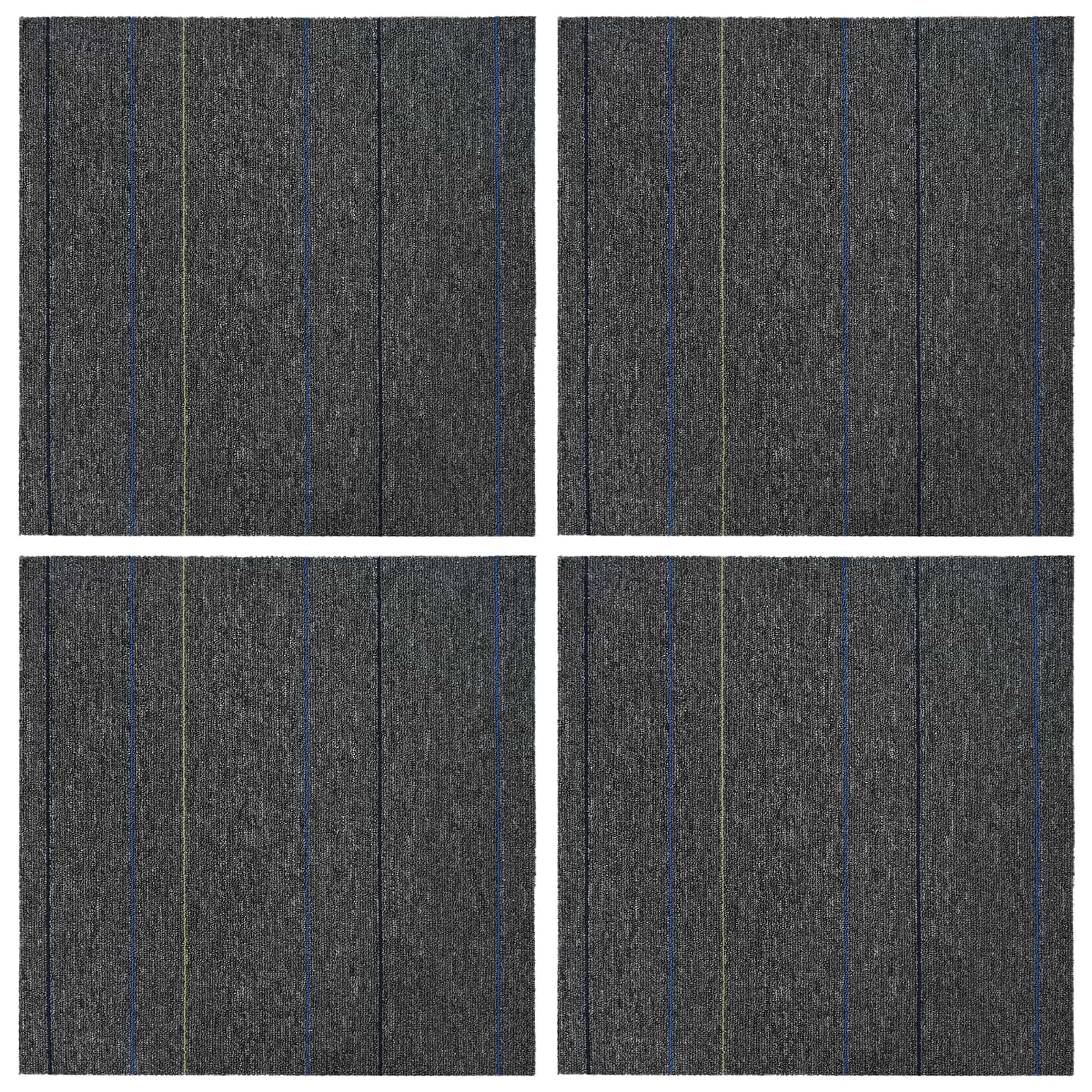 Matto Laatta Keskiharmaa Raidoilla 50 X 50 Cm 4 Pcs