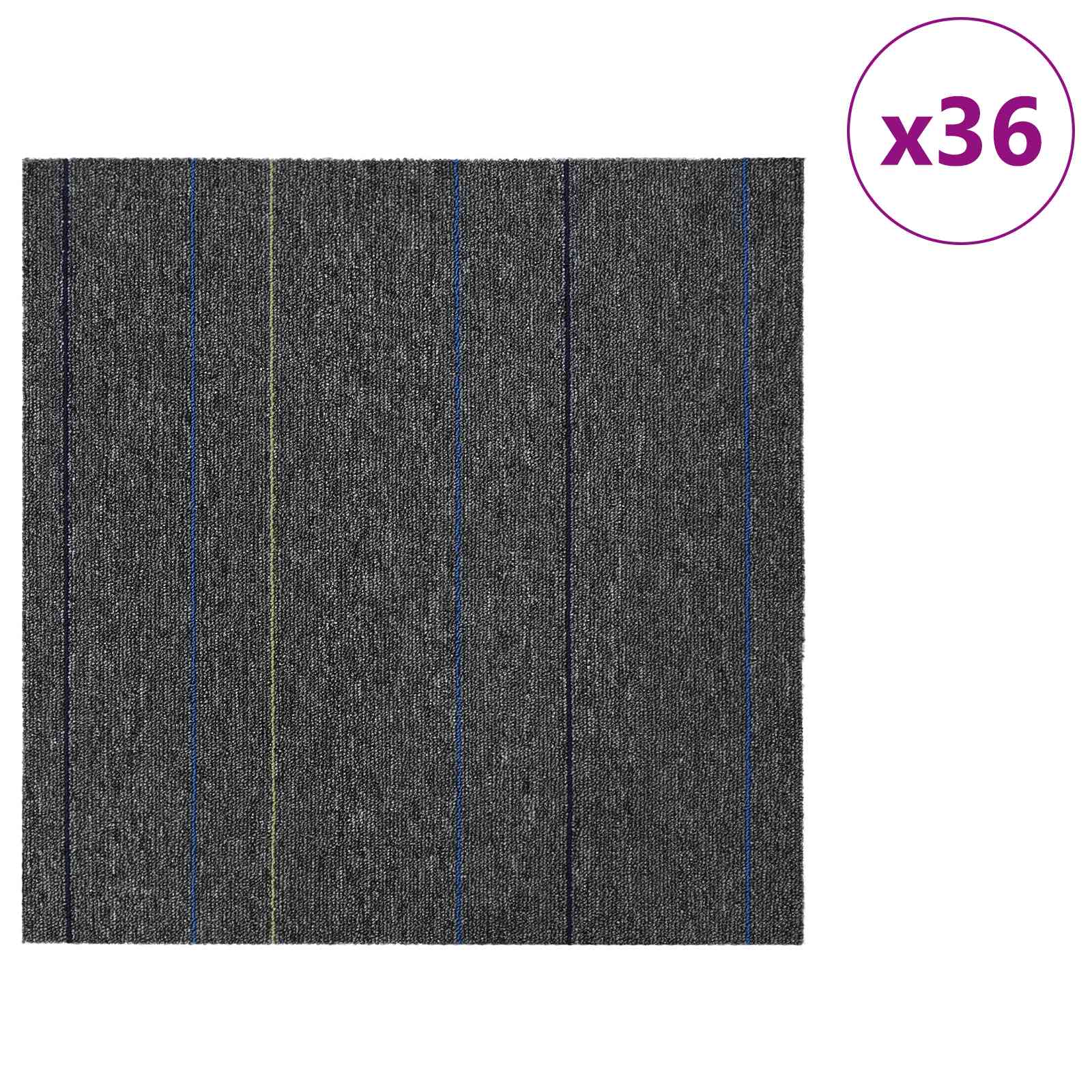 Matto Laatta Keskiharmaa Raidoilla 50 X 50 Cm 36 Pcs