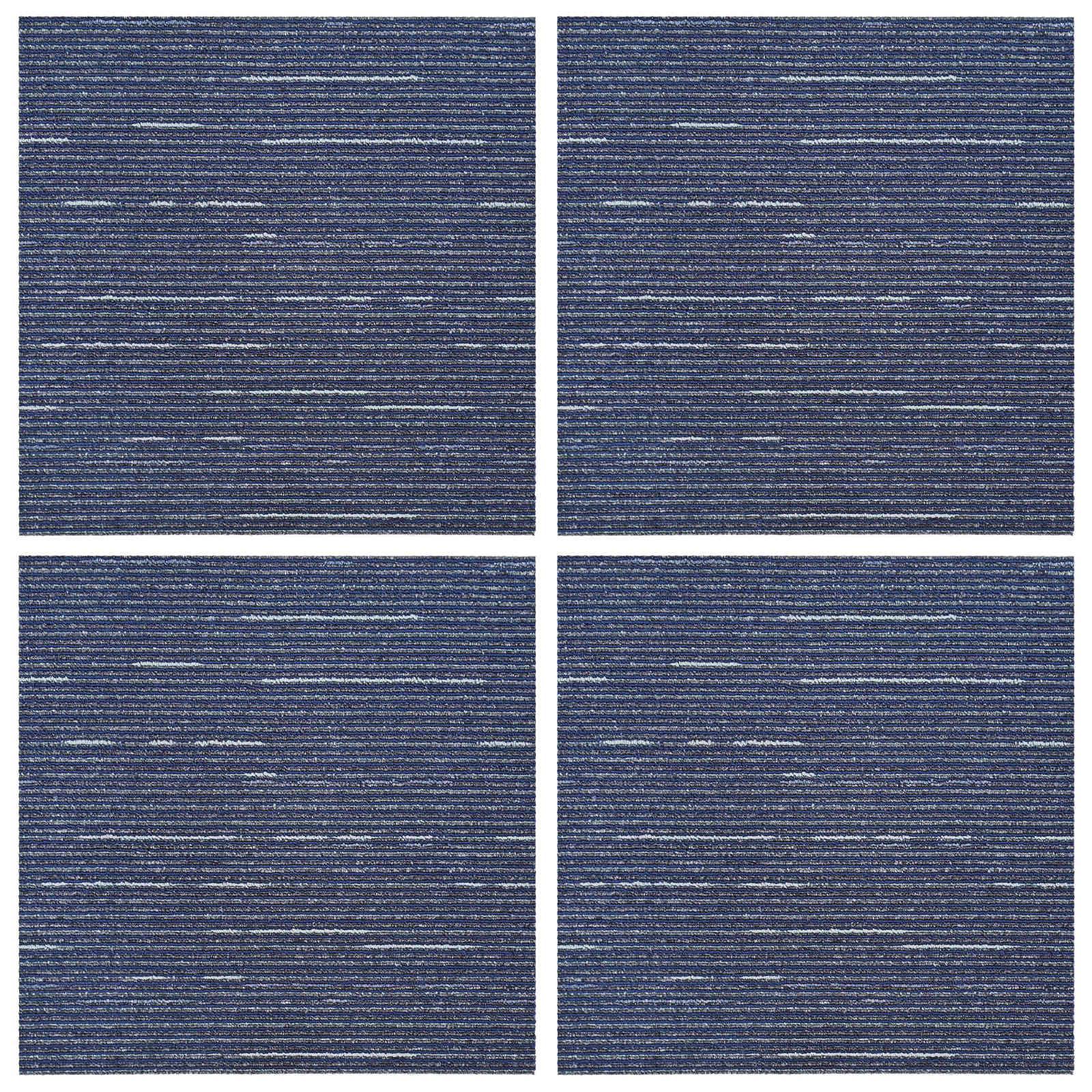 Matto Laatta Raidallinen Sininen 50 X 50 Cm 4 Pcs Pp Ja Bitumi