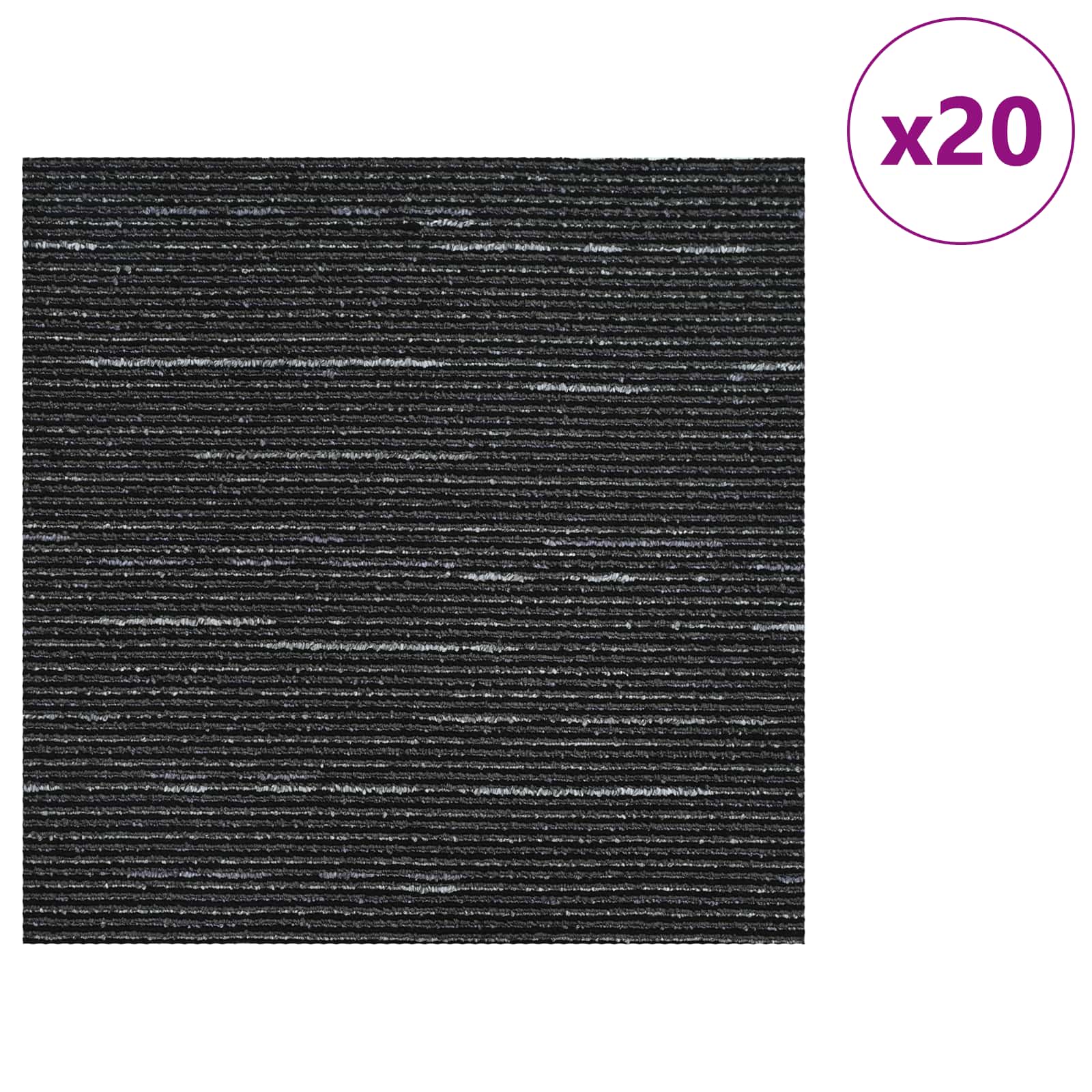 Matto Laatta Raidallinen Musta 50 X 50 Cm 20 Pcs Pp Ja Bitumi